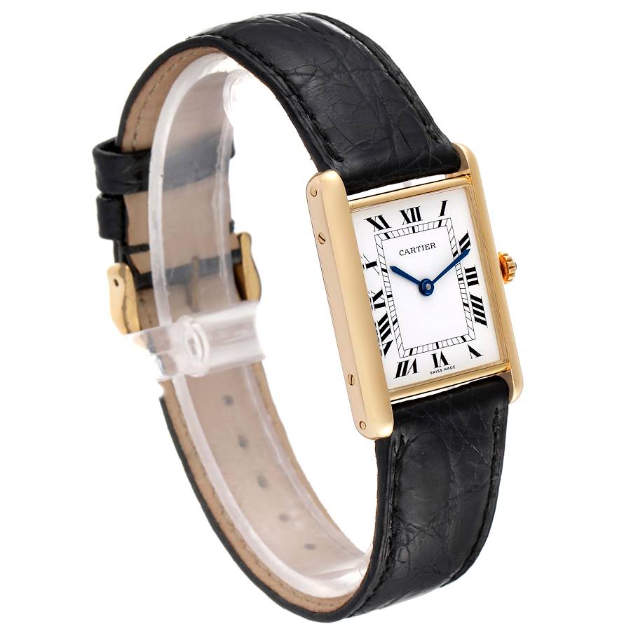 Cartier Tank Classic Paris Yellow Gold Black Strap Ladies Watch at