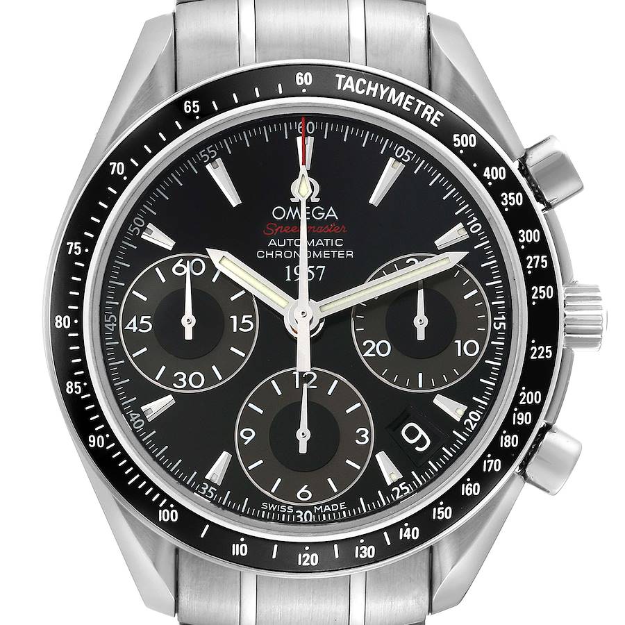 Omega Speedmaster Date Black Dial LE Steel Watch 323.30.40.40.01.001 Box Card SwissWatchExpo