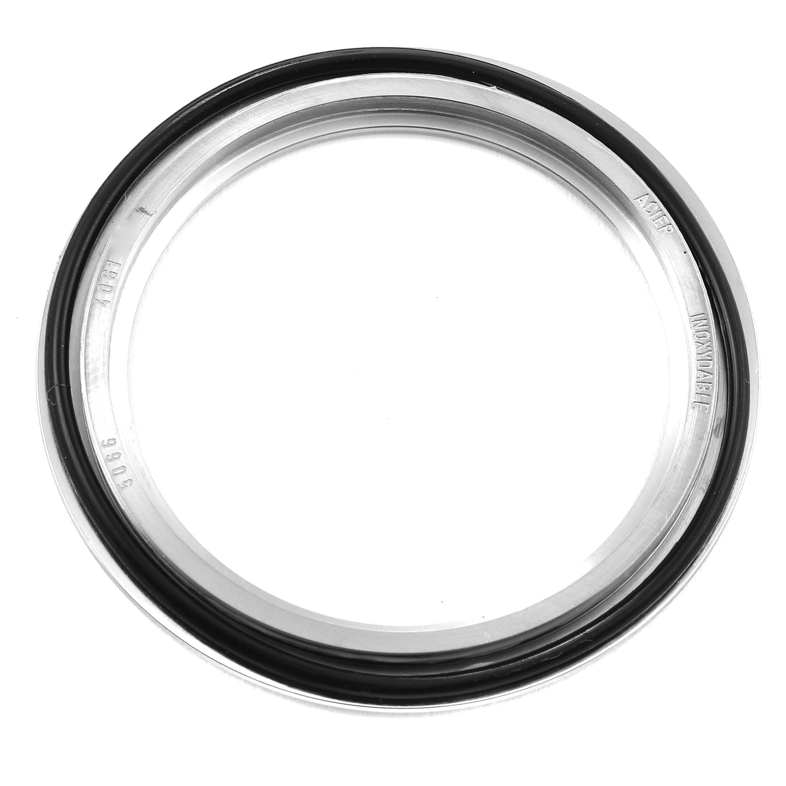 This is a front view of a bezel part for a Patek Philippe Aquanaut 5066A-001 Men
s Stainless Steel Black Dial 5066A-001 Men
s Stainless Steel Black Dial watch.