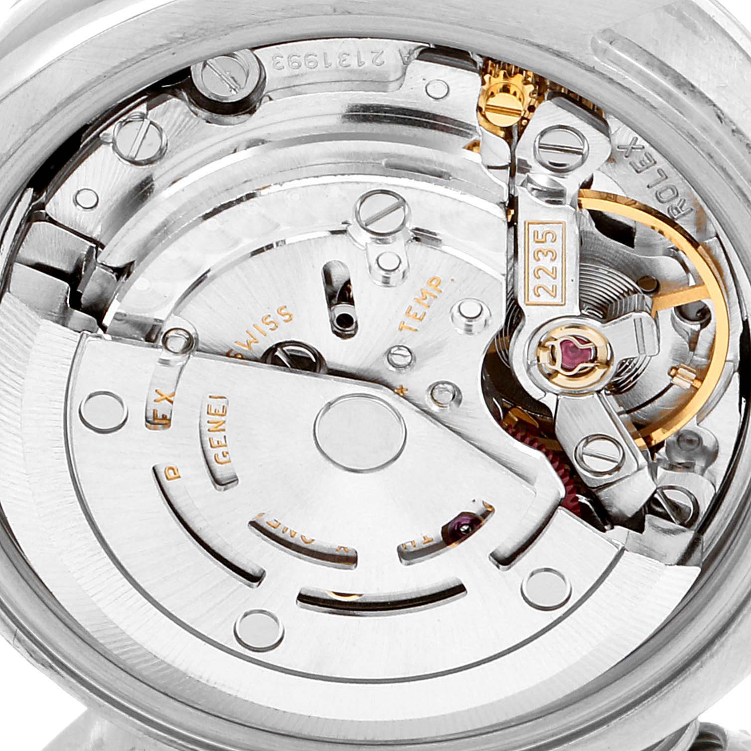 The image shows a close-up view of the internal movement of a Rolex Datejust 179160 Women's Stainless Steel Black Dial 179160 Women's Stainless Steel Black Dial watch.