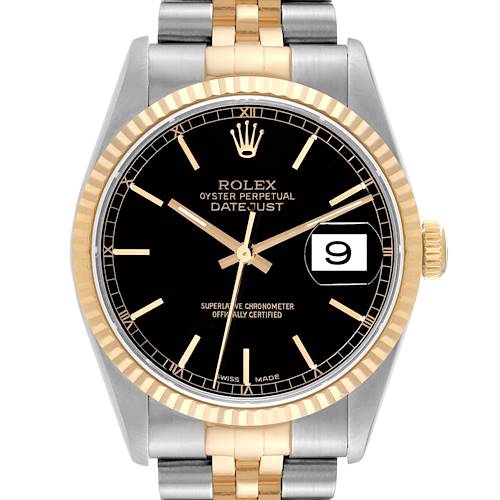 Photo of Rolex Datejust 36 Steel Yellow Gold Black Dial Mens Watch 16233