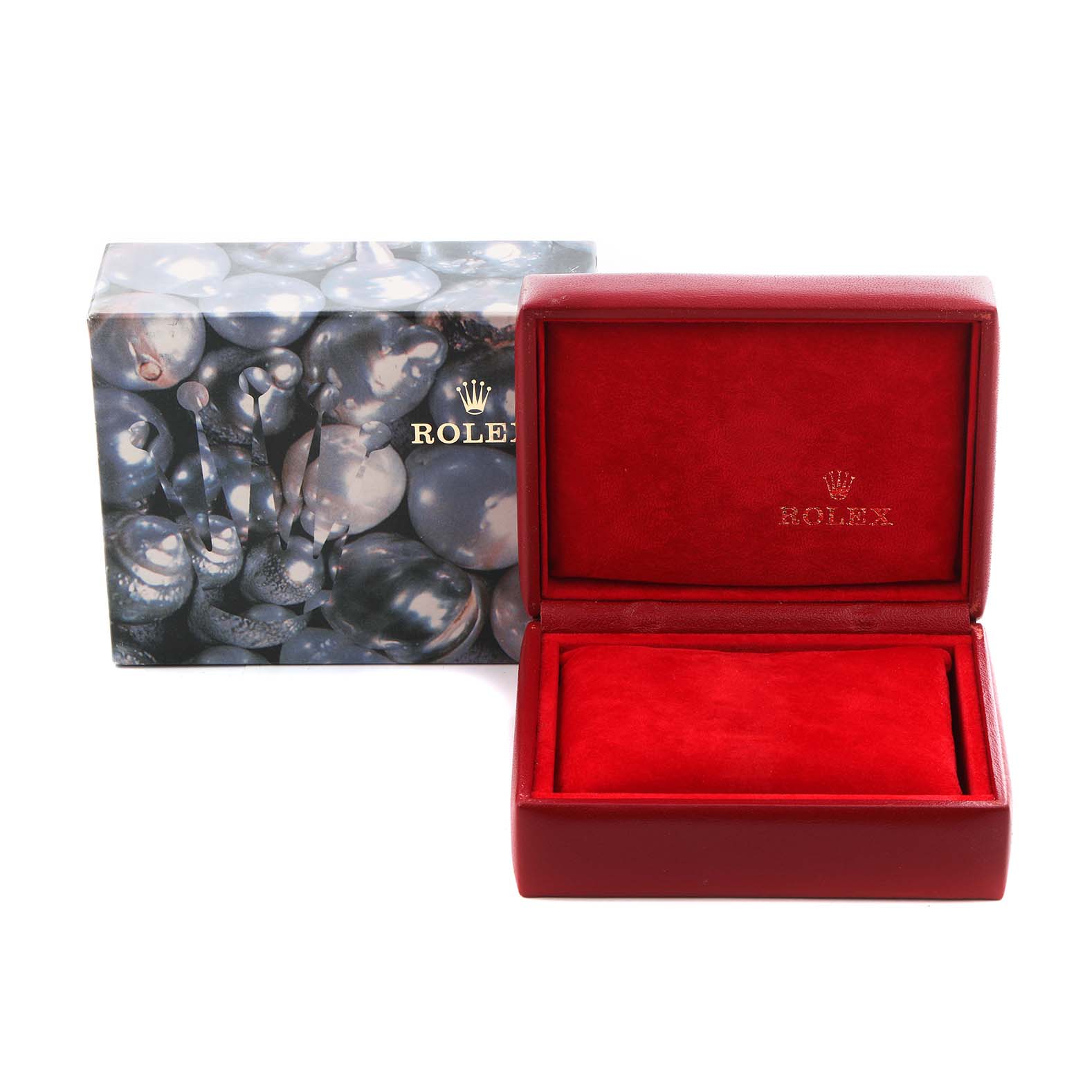 The image shows a Rolex Datejust 69173 Women
s Steel and Gold (two tone) Champagne Dial 69173 Women
s Steel and Gold (two tone) Champagne Dial watch box and packaging at a front angle.