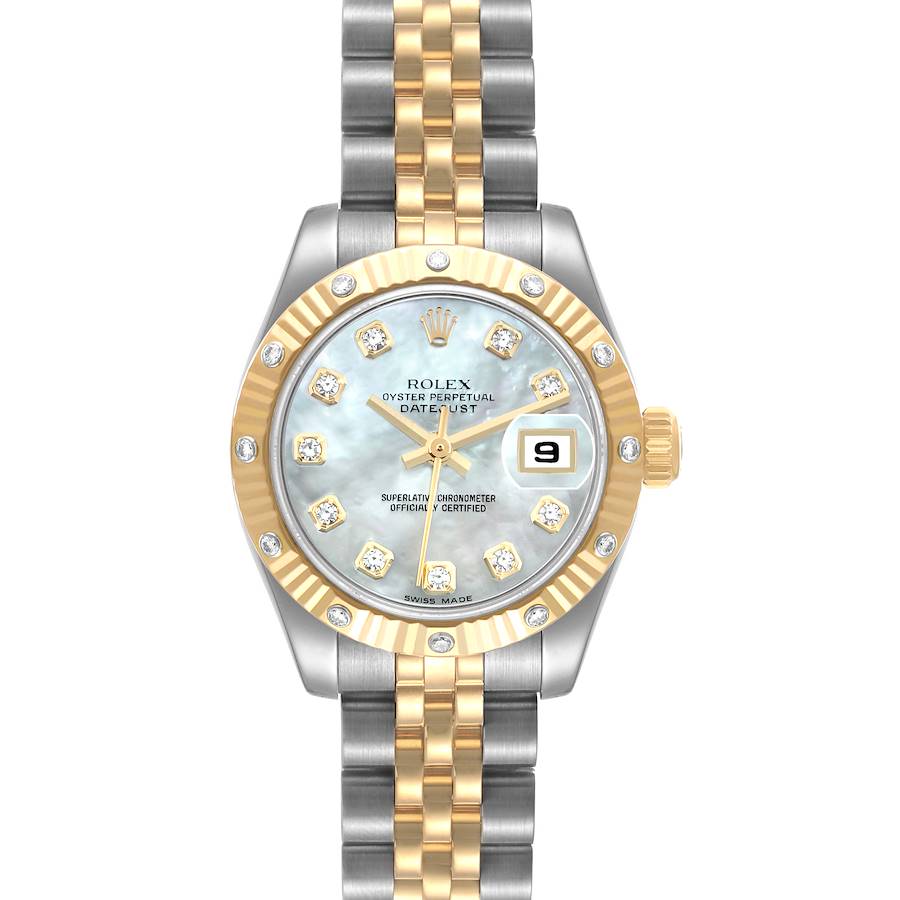 Rolex Datejust Steel Yellow Gold Mother Of Pearl Dial Diamond Ladies Watch 179313 SwissWatchExpo