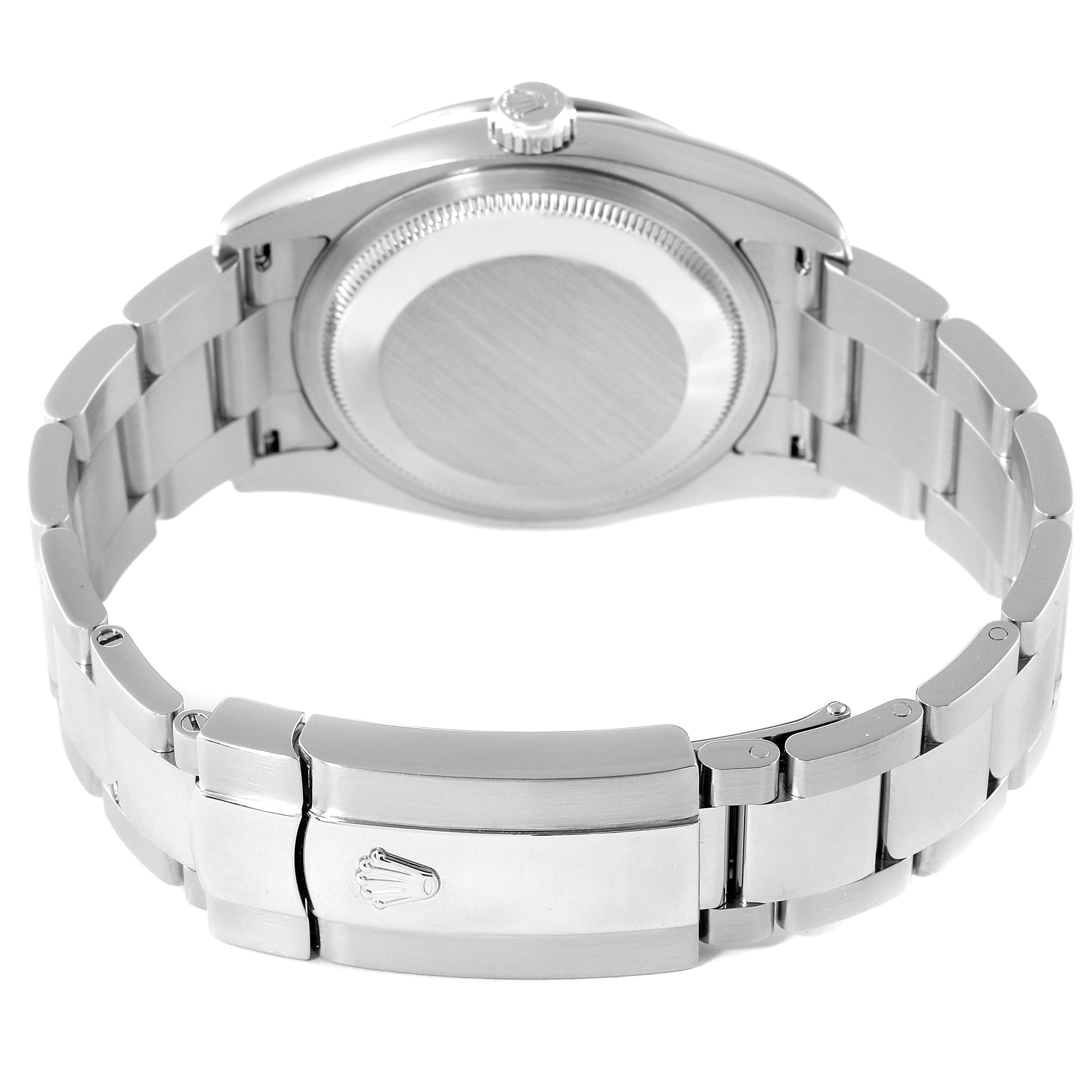 The image shows the back case and bracelet clasp of a Rolex Turn-o-Graph 116264 Men's Stainless Steel Black Dial 116264 Men's Stainless Steel Black Dial watch.