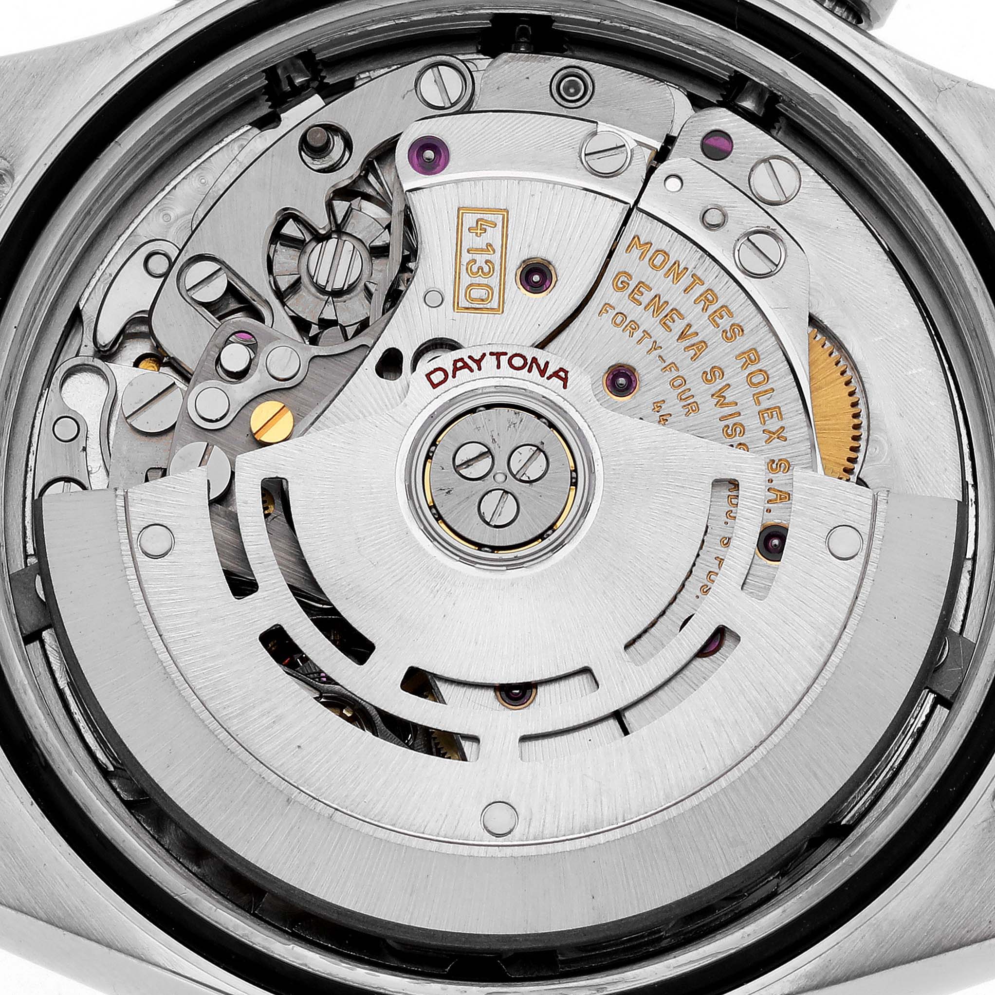 This image shows the internal mechanism and rotor of a Rolex Daytona 116520 Men's Stainless Steel Black Dial 116520 Men's Stainless Steel Black Dial watch from the back.