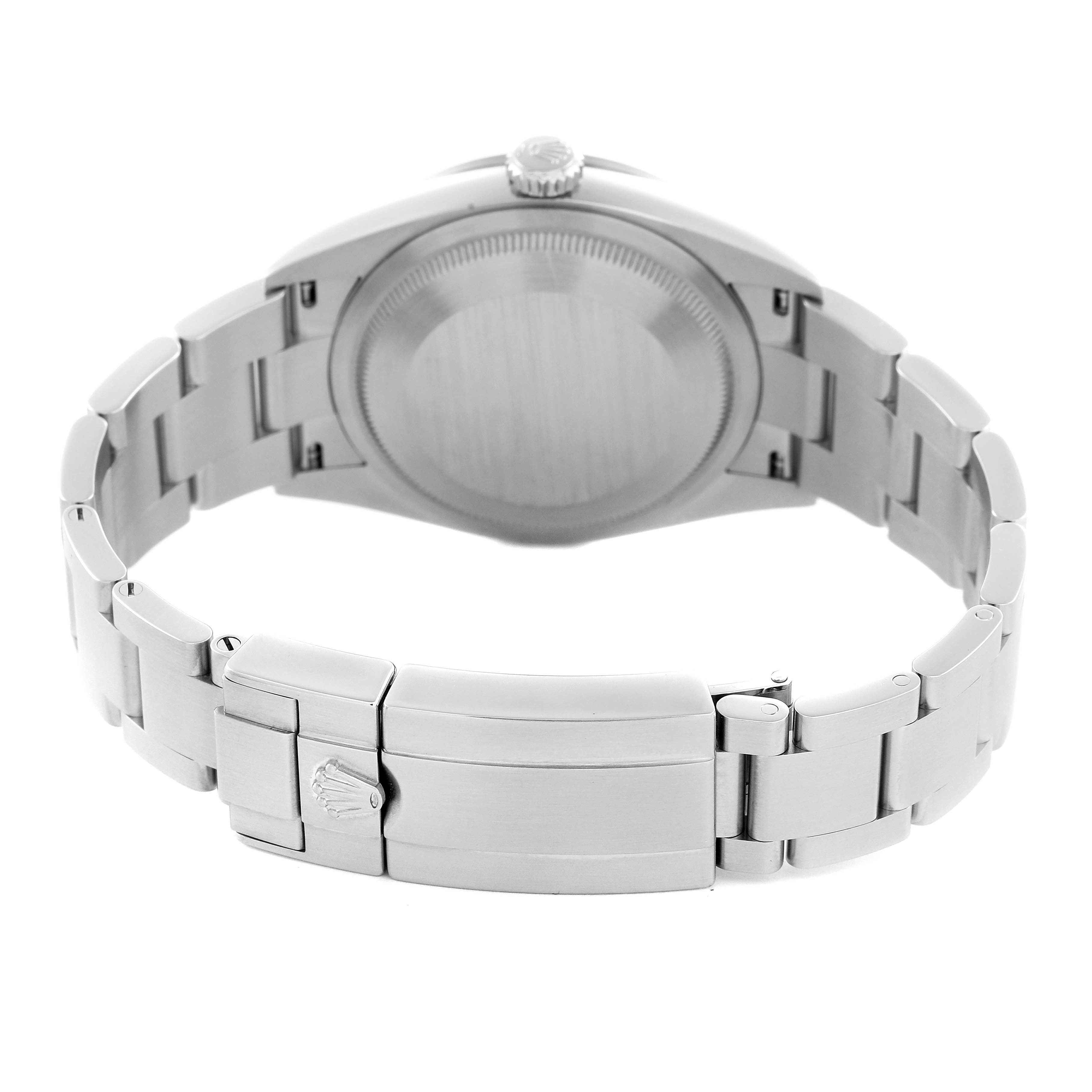 The image shows the back and bracelet of the Rolex Explorer 124270 Men
s Stainless Steel Black Dial 124270 Men
s Stainless Steel Black Dial watch, highlighting the clasp and case back.