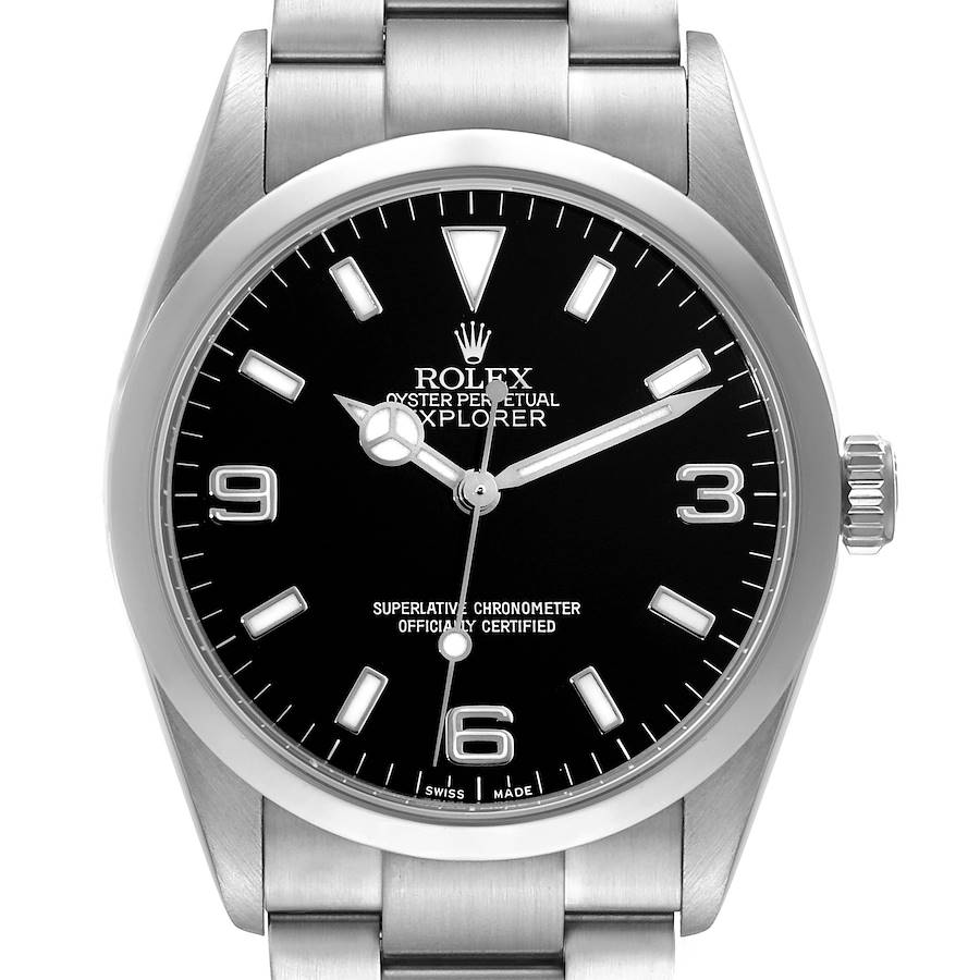 Rolex Explorer I Black Dial Steel Mens Watch 114270 Box Papers SwissWatchExpo