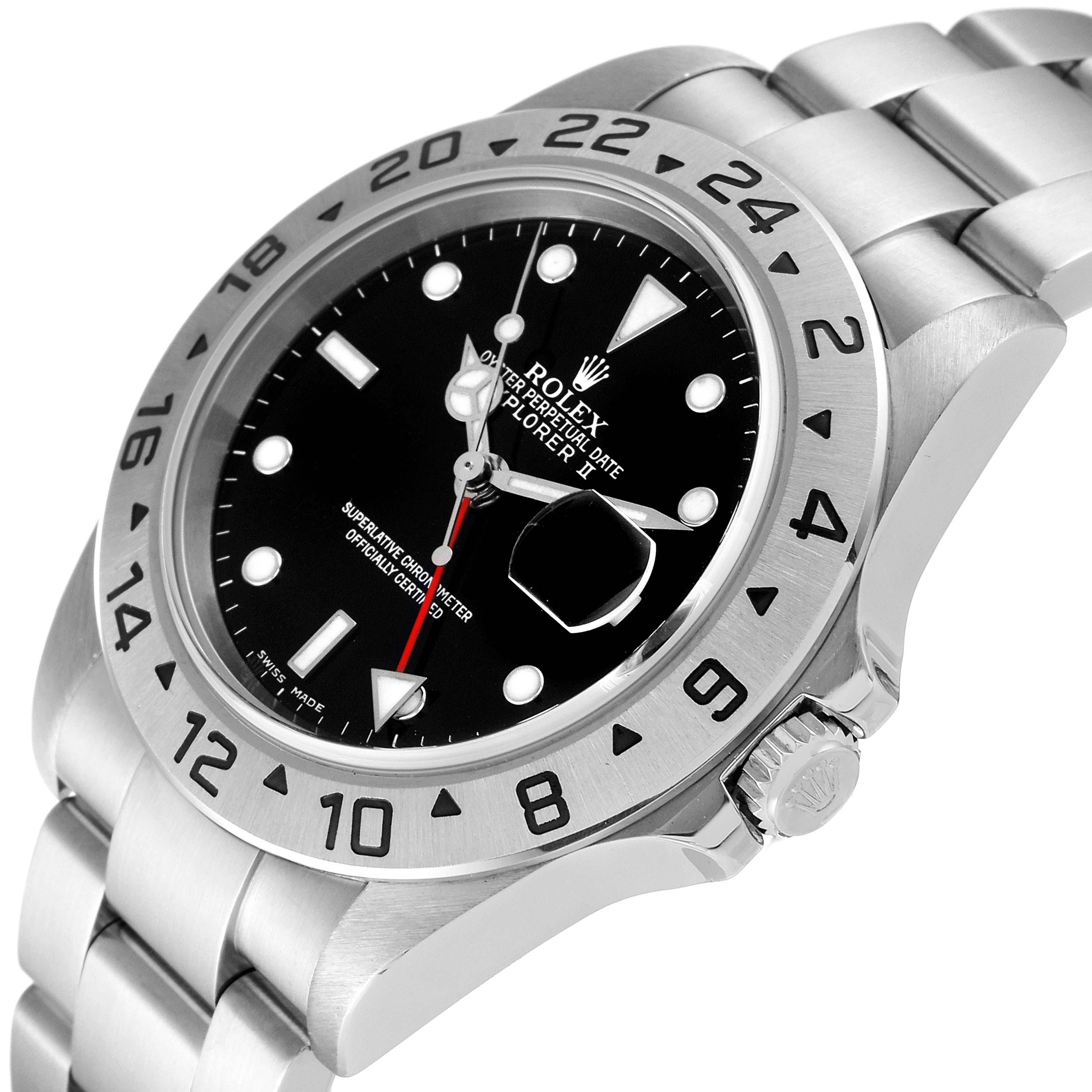 The image shows the Rolex Explorer 16570 Men's Stainless Steel Black Dial 16570 Men's Stainless Steel Black Dial watch at an angled view, highlighting the face, bezel, crown, and metal bracelet.