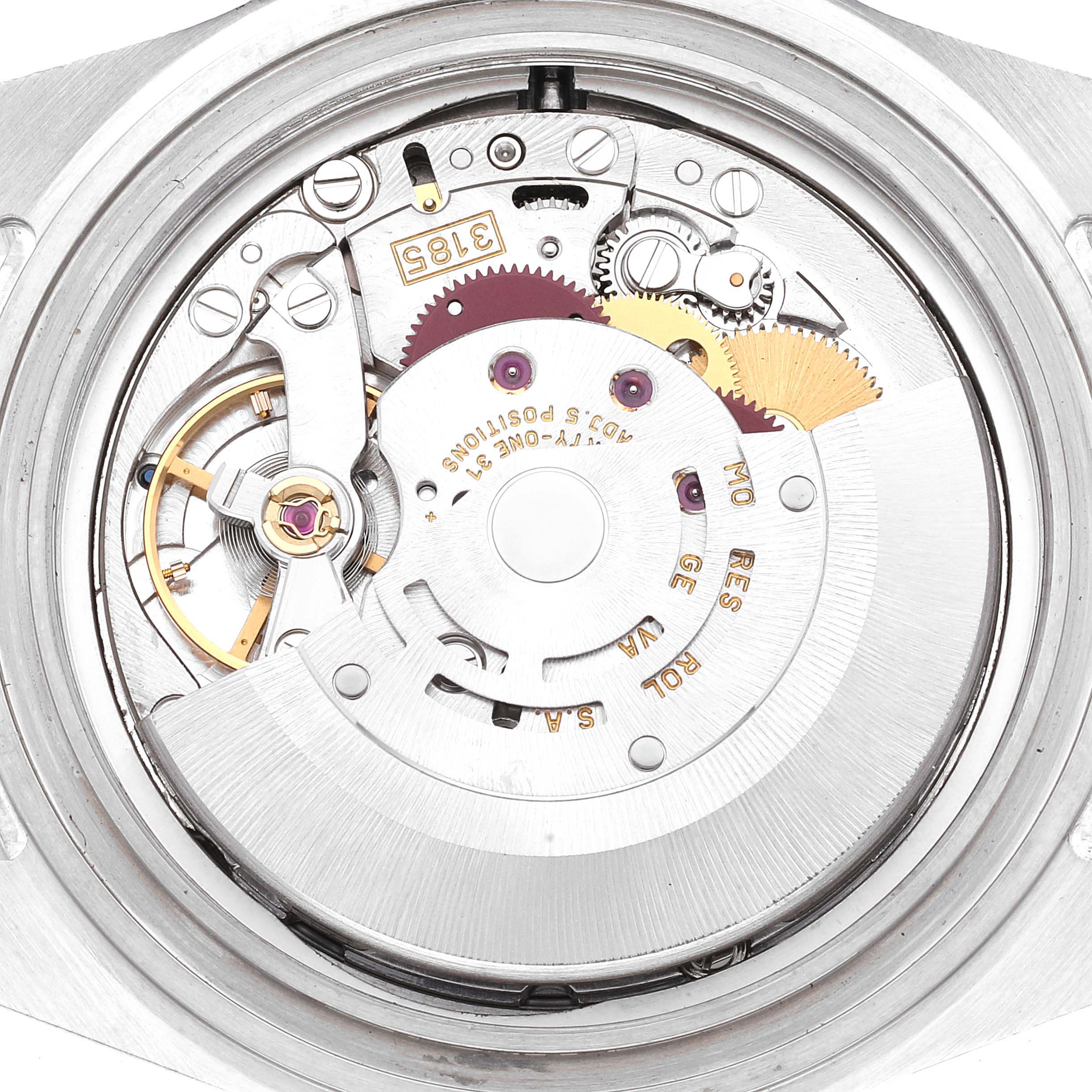 The image shows the internal mechanical movement of a Rolex Explorer 16570 Men's Stainless Steel Black Dial 16570 Men's Stainless Steel Black Dial watch from the back view.