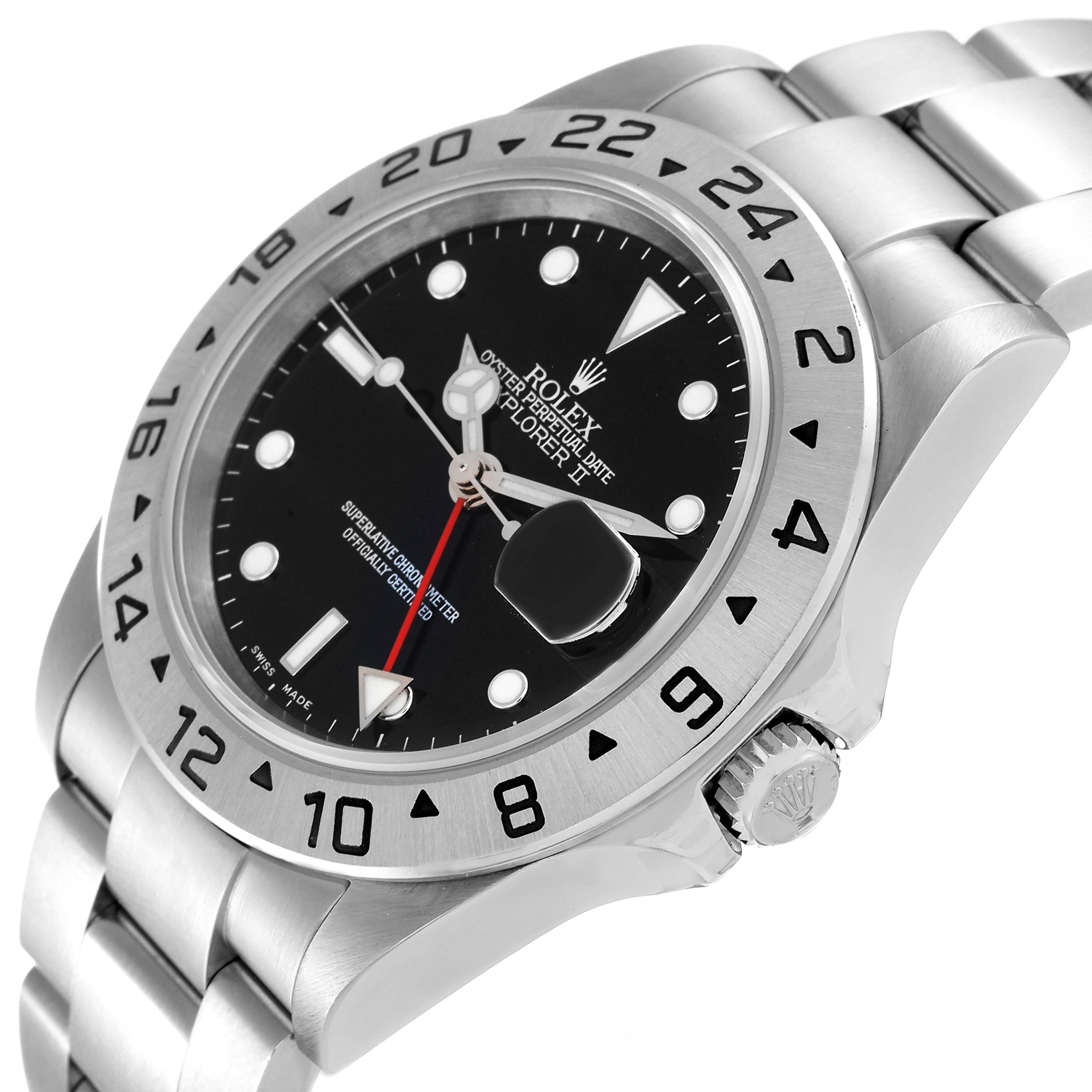 This image shows a side and partial front angle of a Rolex Explorer 16570 Men's Stainless Steel Black Dial 16570 Men's Stainless Steel Black Dial watch, featuring the dial, bezel, and bracelet.