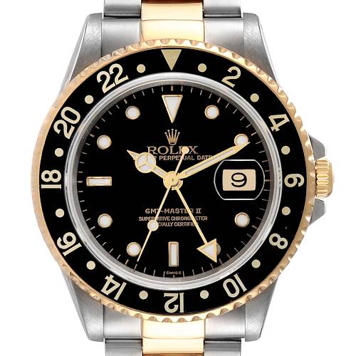 Photo of Rolex GMT Master II Yellow Gold Steel Oyster Bracelet Mens Watch 16713