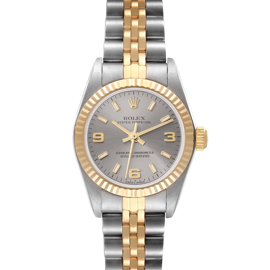 Rolex Oyster Perpetual Slate Dial Steel Yellow Gold Ladies Watch 76193 SwissWatchExpo