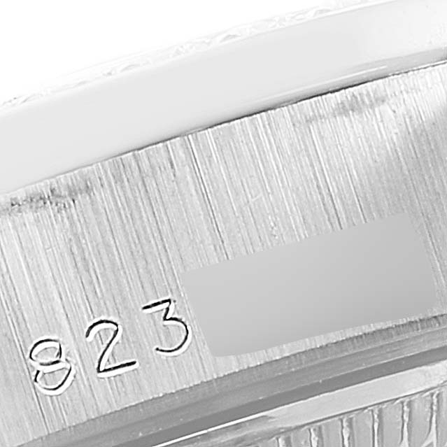 The image shows a close-up of the model number engraving on the case of a Rolex President 69139 Women's White Gold Silver Dial 69139 Women's White Gold Silver Dial watch.