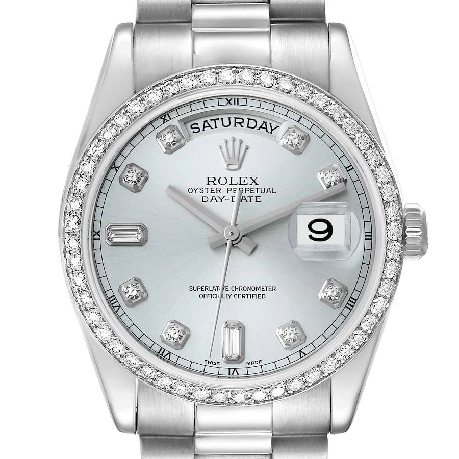 Rolex President Day-Date Platinum Diamond Mens Watch 118346 SwissWatchExpo