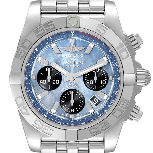 Photo of Breitling Chronomat 01 Mother of Pearl Steel Limited Mens Watch AB0111 Box Card