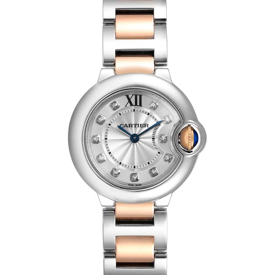 Cartier Ballon Bleu Steel Rose Gold Diamond Ladies Watch WE902030 SwissWatchExpo