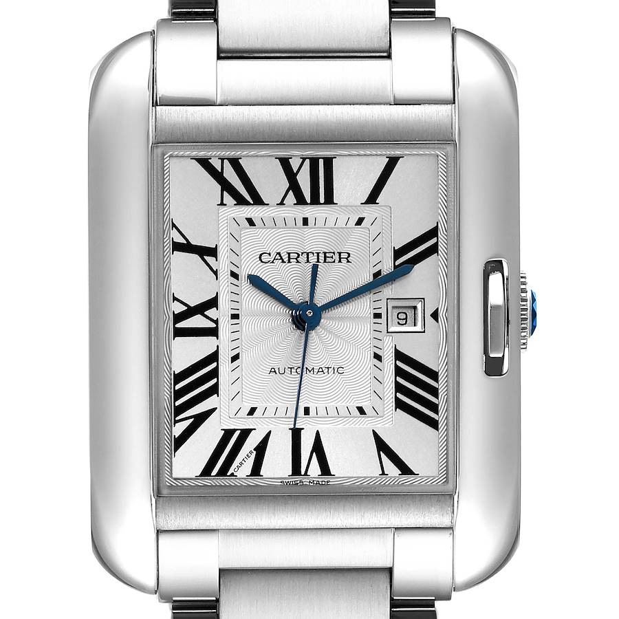 Cartier Tank Anglaise Large Steel Automatic Mens Watch W5310009 Box Papers SwissWatchExpo