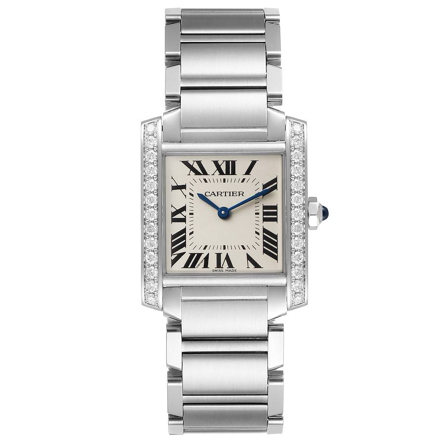 Cartier Tank Francaise Midsize Diamond Steel Ladies Watch W4TA0009