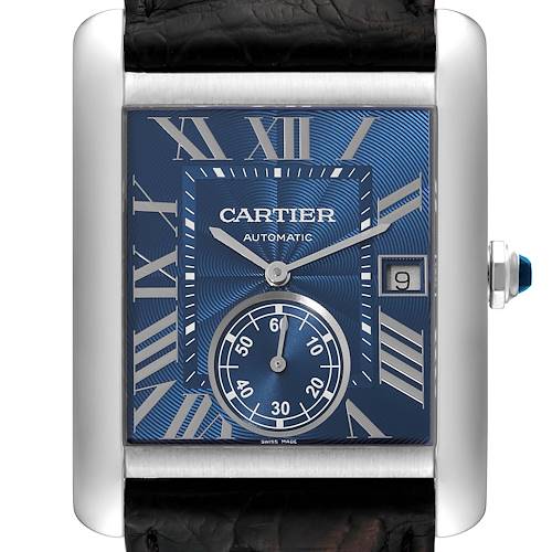 Photo of Cartier Tank MC Blue Dial Automatic Steel Mens Watch WSTA0010 Card
