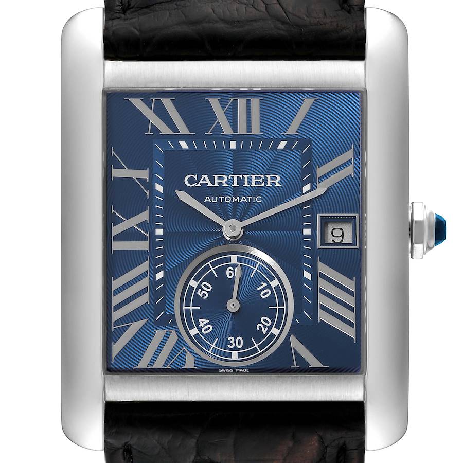 Cartier Tank MC Blue Dial Automatic Steel Mens Watch WSTA0010 Card SwissWatchExpo