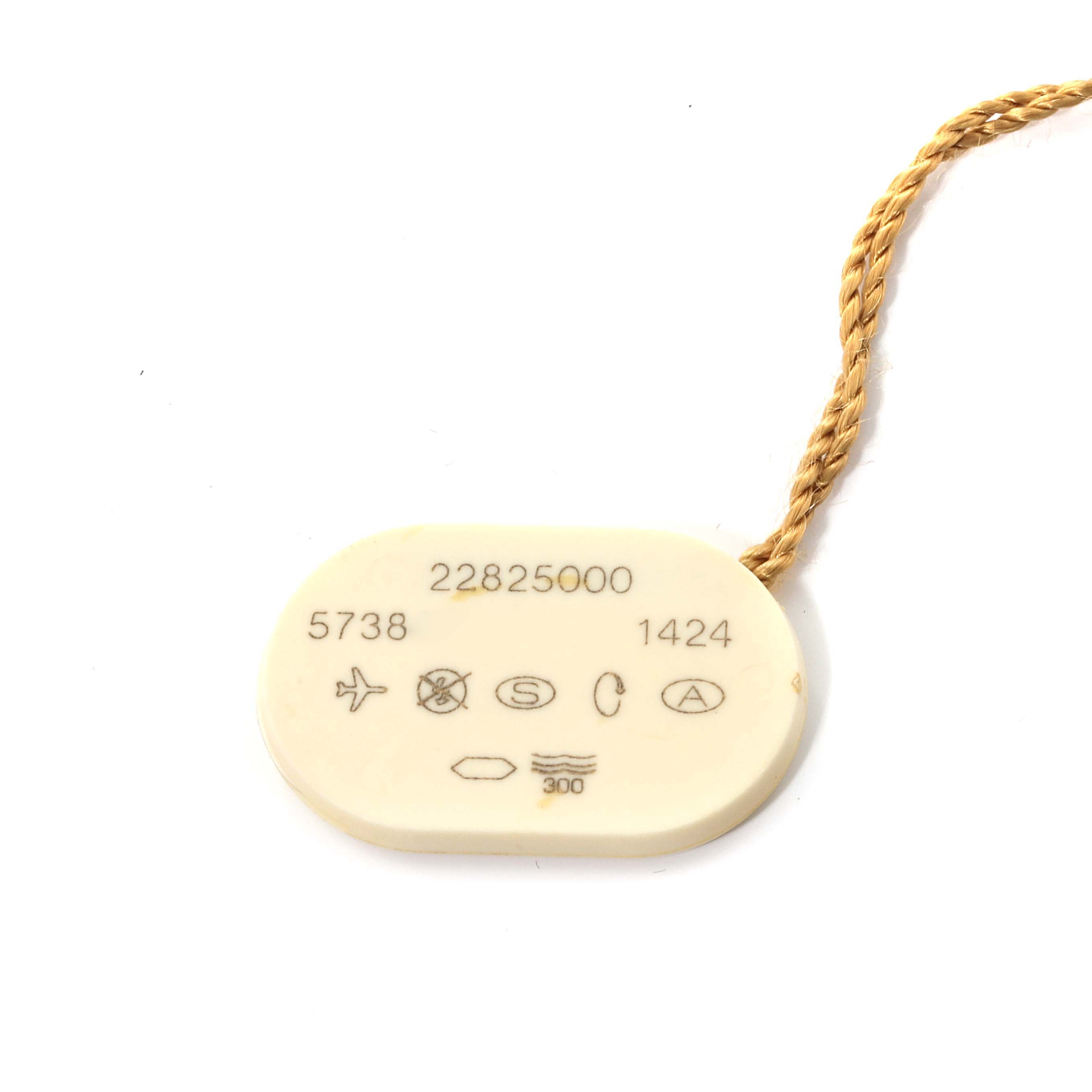 The image shows a white tag with details related to the Omega 2282.50.00 Women
s Stainless Steel Black Dial 2282.50.00 Women
s Stainless Steel Black Dial Seamaster Diver 300M Quartz 28mm Steel Ladies Watch, model 2282.50.00.