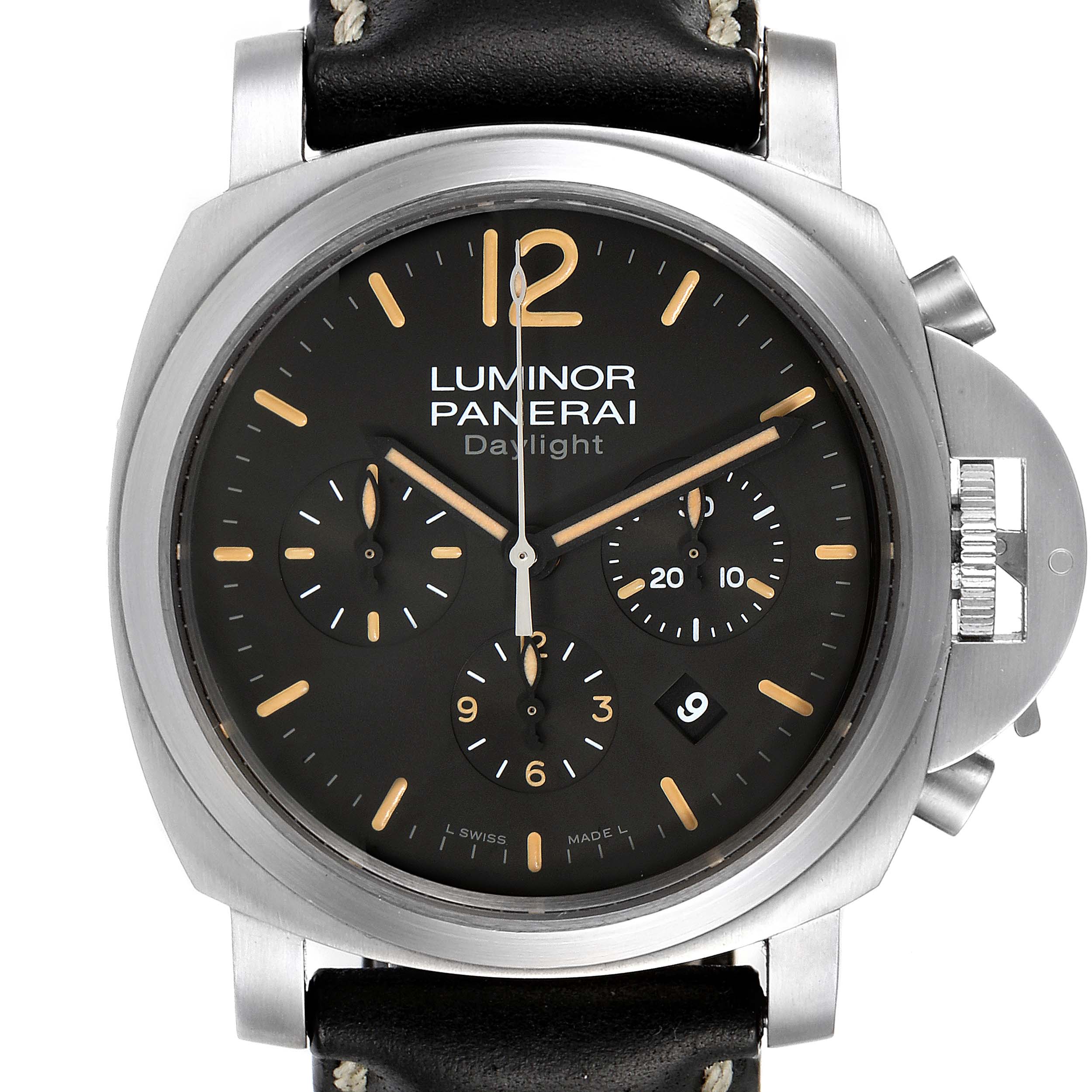 Panerai Luminor Daylight Chronograph Steel Mens Watch PAM00356 Box