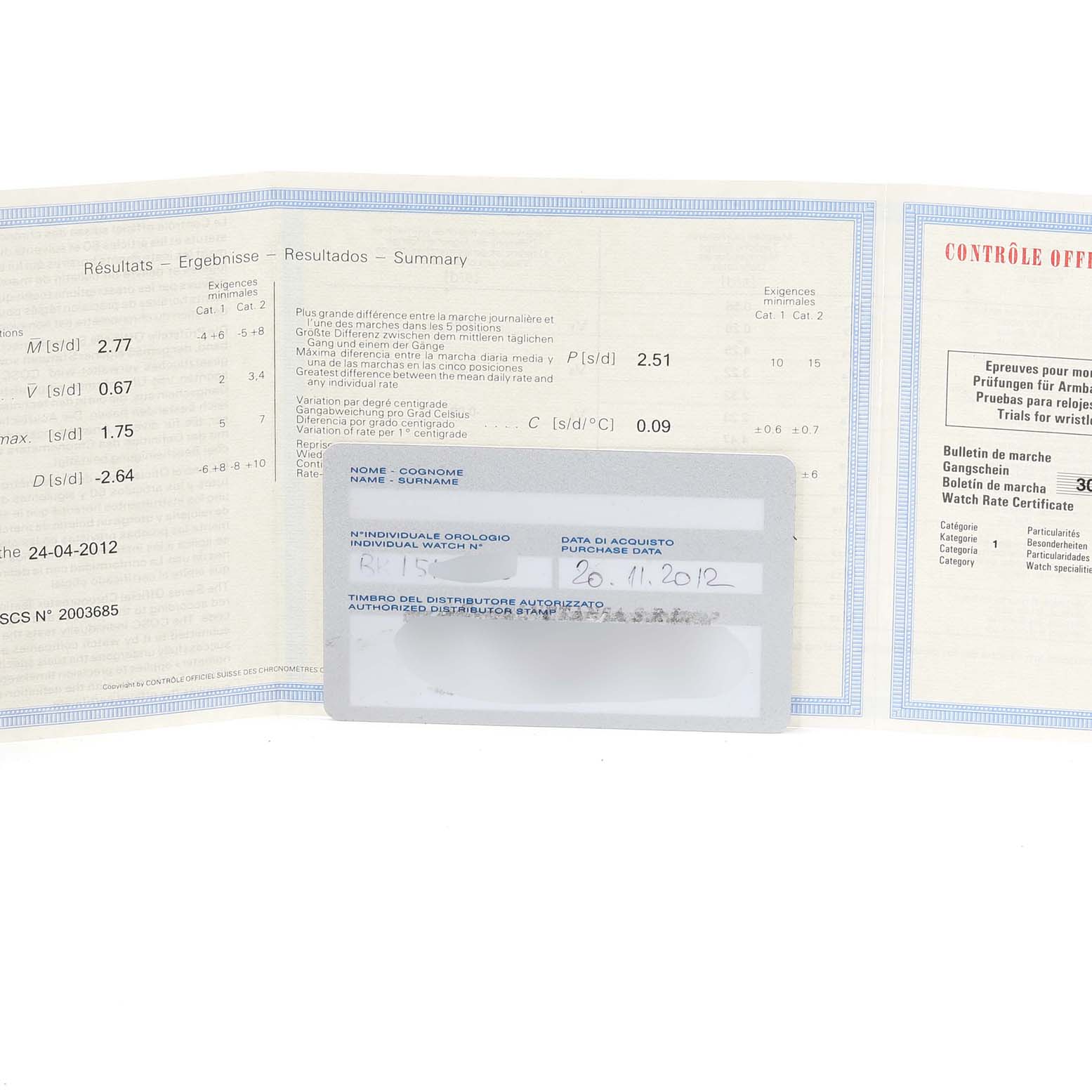 The image shows the certificate and authentication card for the Panerai Luminor PAM00356 Men's Stainless Steel Black Dial PAM00356 Men's Stainless Steel Black Dial watch.