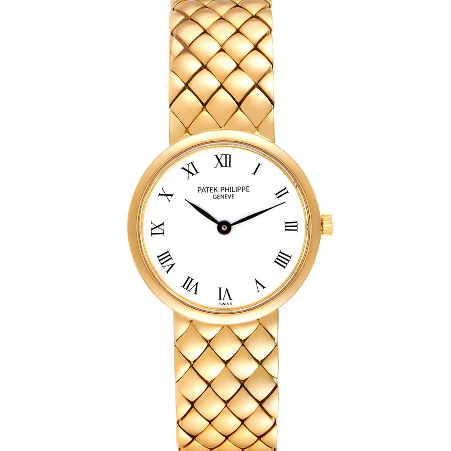 Patek Philippe Calatrava Yellow Gold White Roman Dial Ladies Watch 4821 SwissWatchExpo