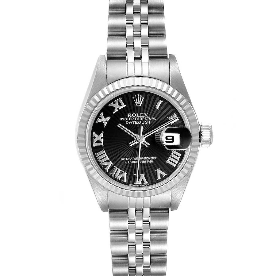 Rolex Datejust 26 Steel White Gold Black Sunbeam Dial Ladies Watch 79174 SwissWatchExpo