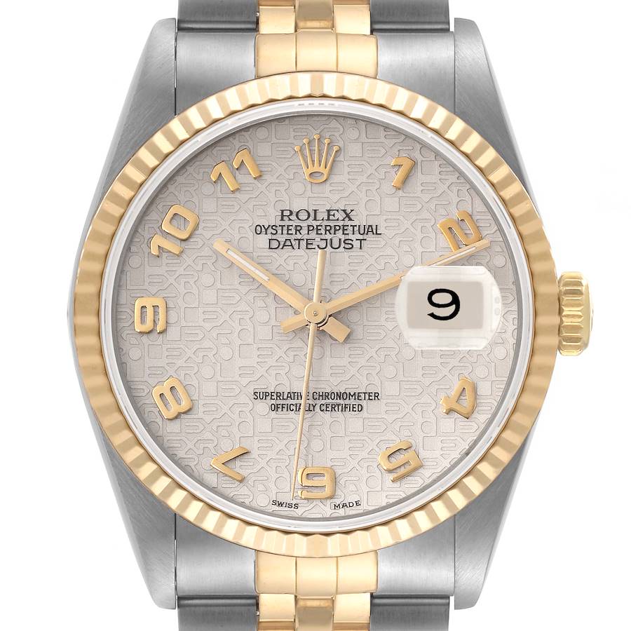 Rolex Datejust Steel Yellow Gold Ivory Anniversary Dial Watch 16233 Box Papers SwissWatchExpo