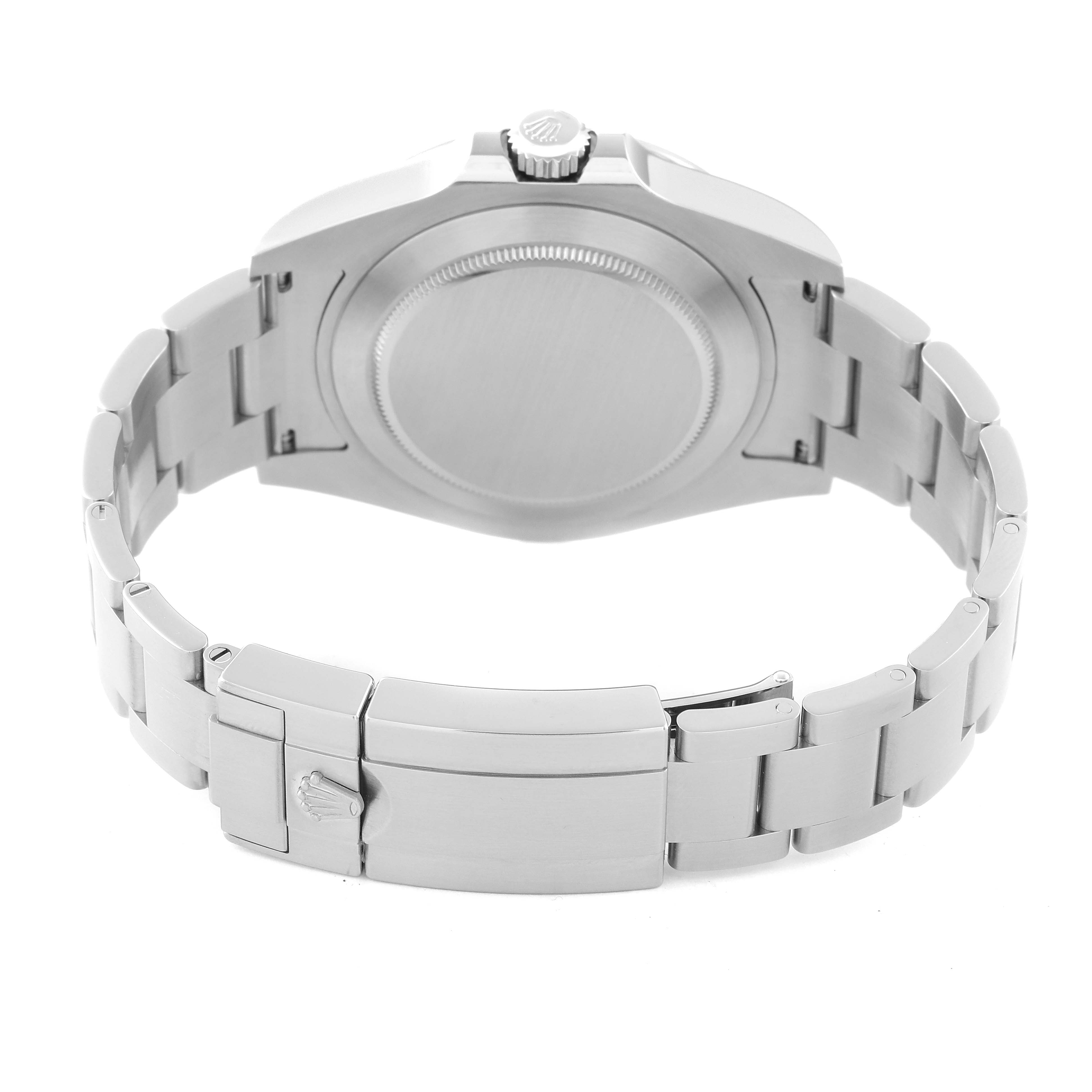 This image shows the back case and bracelet of a Rolex Explorer 216570 Men
s Stainless Steel White Dial 216570 Men
s Stainless Steel White Dial watch, displayed from a rear angle.