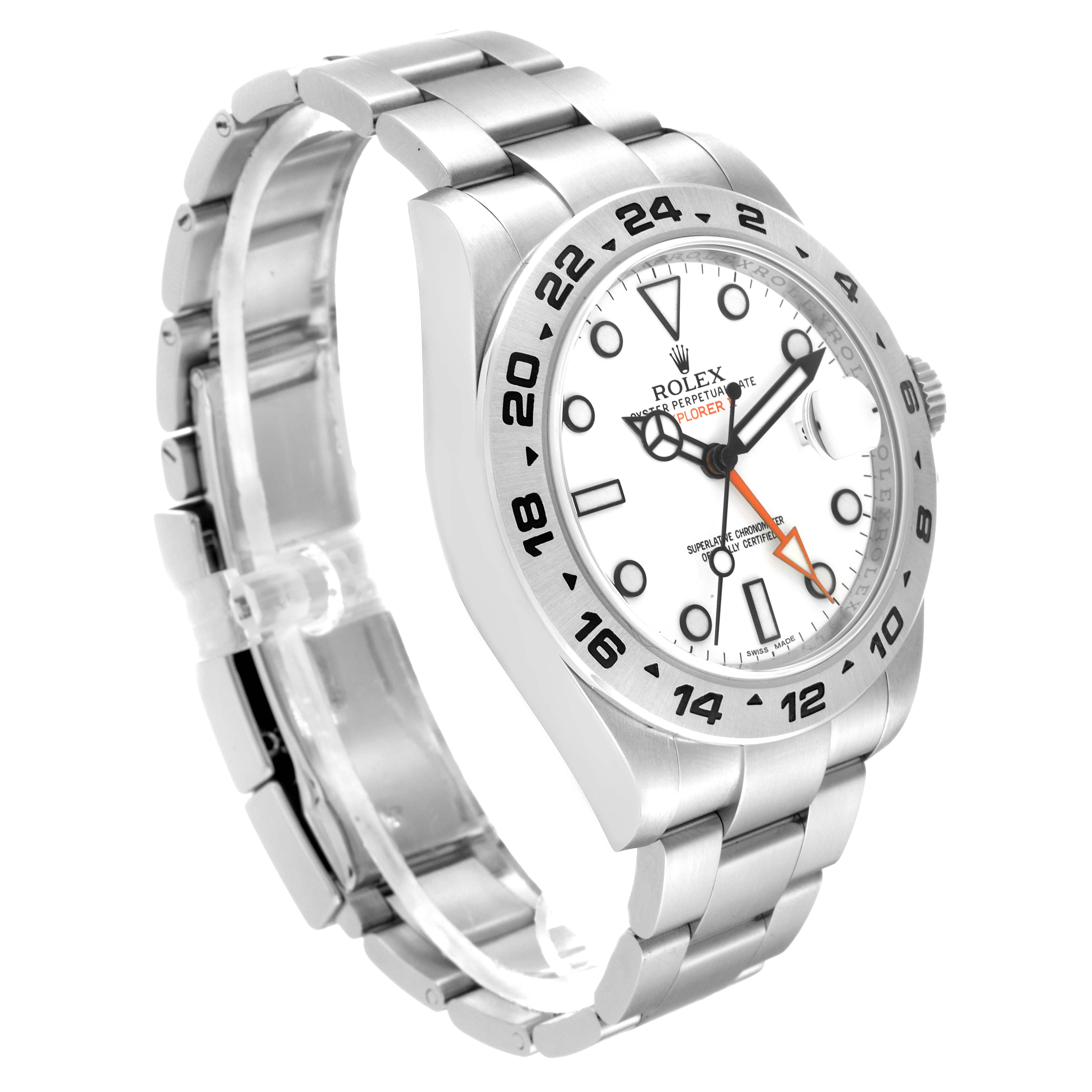 The image shows a side and front angled view of a Rolex Explorer 216570 Men's Stainless Steel White Dial 216570 Men's Stainless Steel White Dial watch, highlighting the face, bezel, and bracelet.
