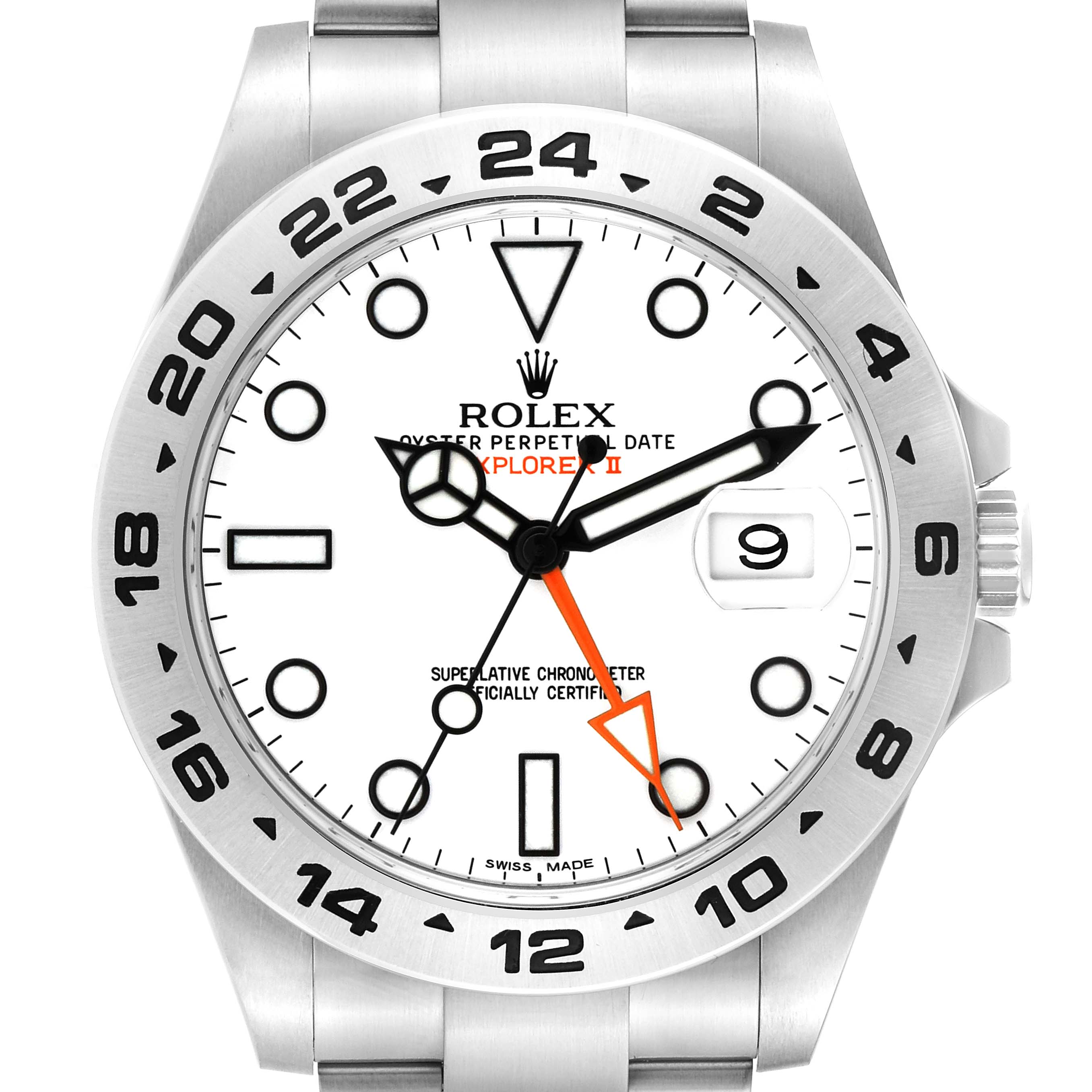 This image shows the front view of a Rolex Explorer 216570 Men's Stainless Steel White Dial 216570 Men's Stainless Steel White Dial watch, showcasing the dial, hands, date window, and bezel.