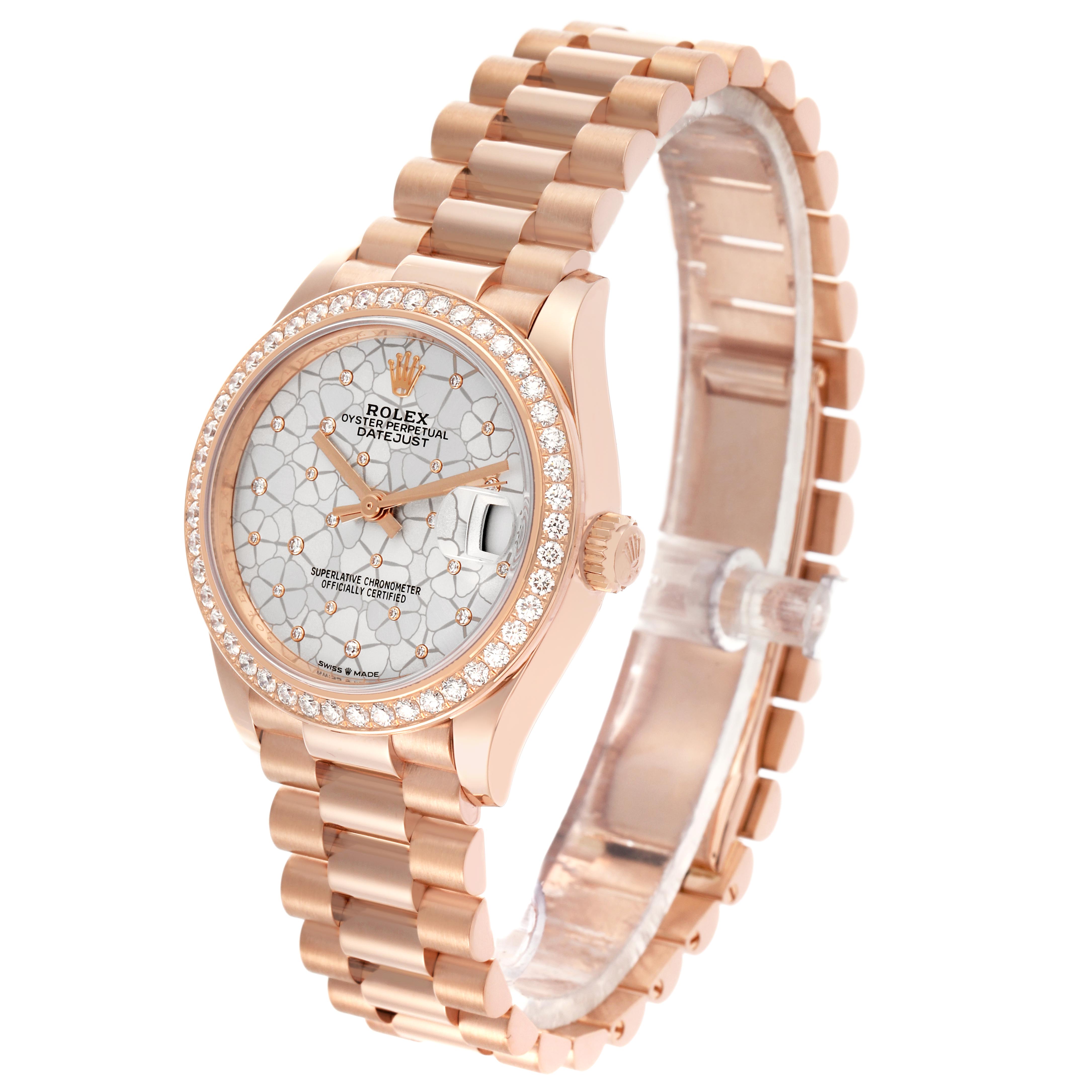 The Rolex Datejust watch is shown from an angled view, highlighting the face, bezel, and bracelet.