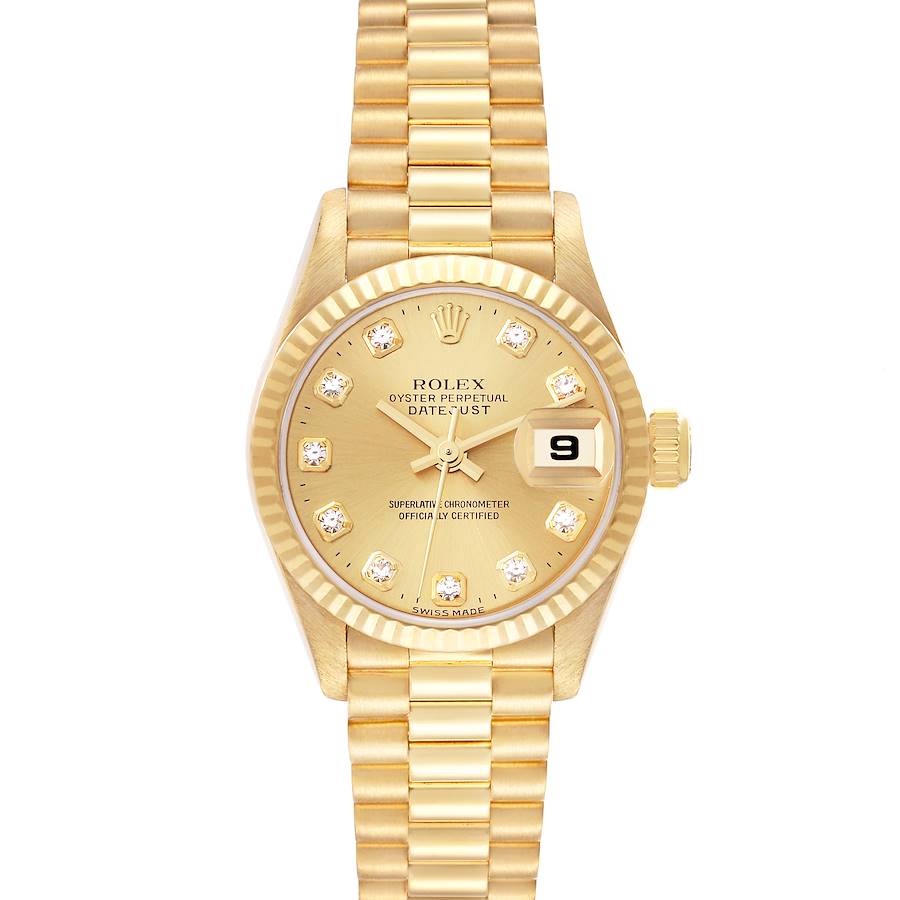 Rolex President Datejust Yellow Gold Diamond Dial Ladies Watch 79178 Box Papers SwissWatchExpo