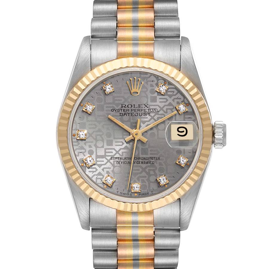 NOT FOR SALE Rolex President Midsize Tridor White Yellow Rose Gold Diamond Ladies Watch 68279 Partial Payment SwissWatchExpo
