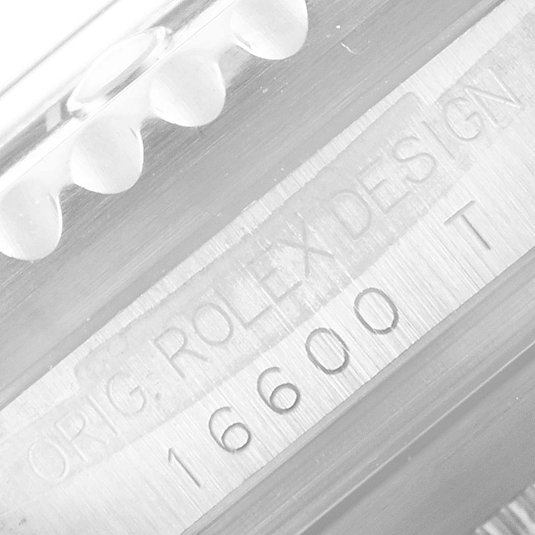 The image shows a close-up view of the case side with the model number of the Rolex Sea-Dweller 16600 Men
s Stainless Steel Black Dial 16600 Men
s Stainless Steel Black Dial 16600.