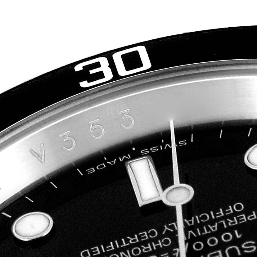 The image shows a close-up of the bezel and dial of a Rolex Submariner 16610 Men's Stainless Steel Black Dial 16610 Men's Stainless Steel Black Dial, highlighting the "30" marker and part of the chapter ring.
