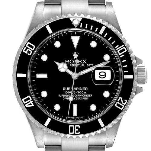 Photo of Rolex Submariner Date 40mm Black Dial Steel Mens Watch 16610 Box Card