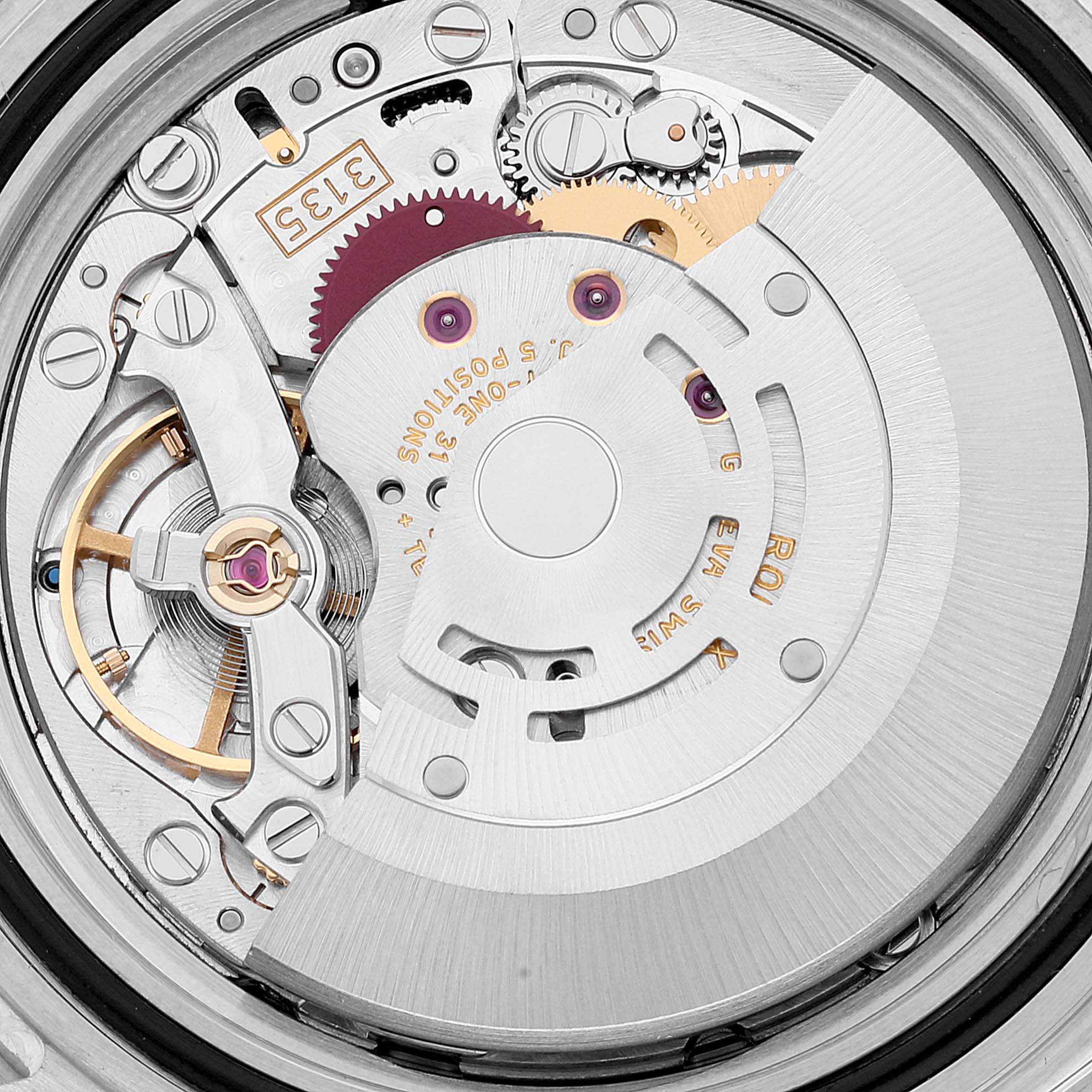 The image shows the intricate internal mechanism of the Rolex Submariner 16610LV Men's Stainless Steel Black Dial 16610LV Men's Stainless Steel Black Dial watch from a close-up angle.