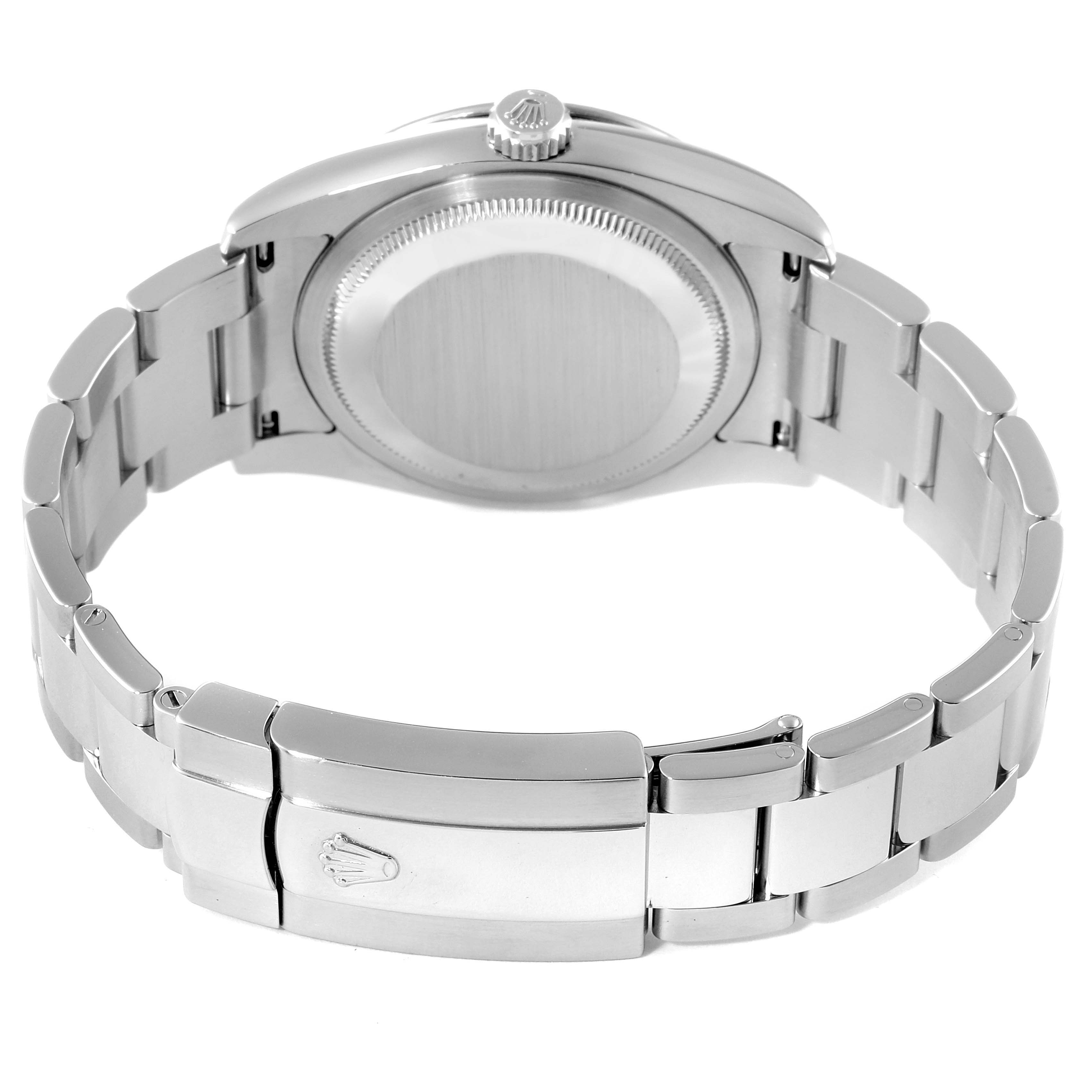 The image shows the back view of the Rolex Turn-o-Graph 116264 Men
s Stainless Steel White Dial 116264 Men
s Stainless Steel White Dial watch, highlighting the case back and bracelet.