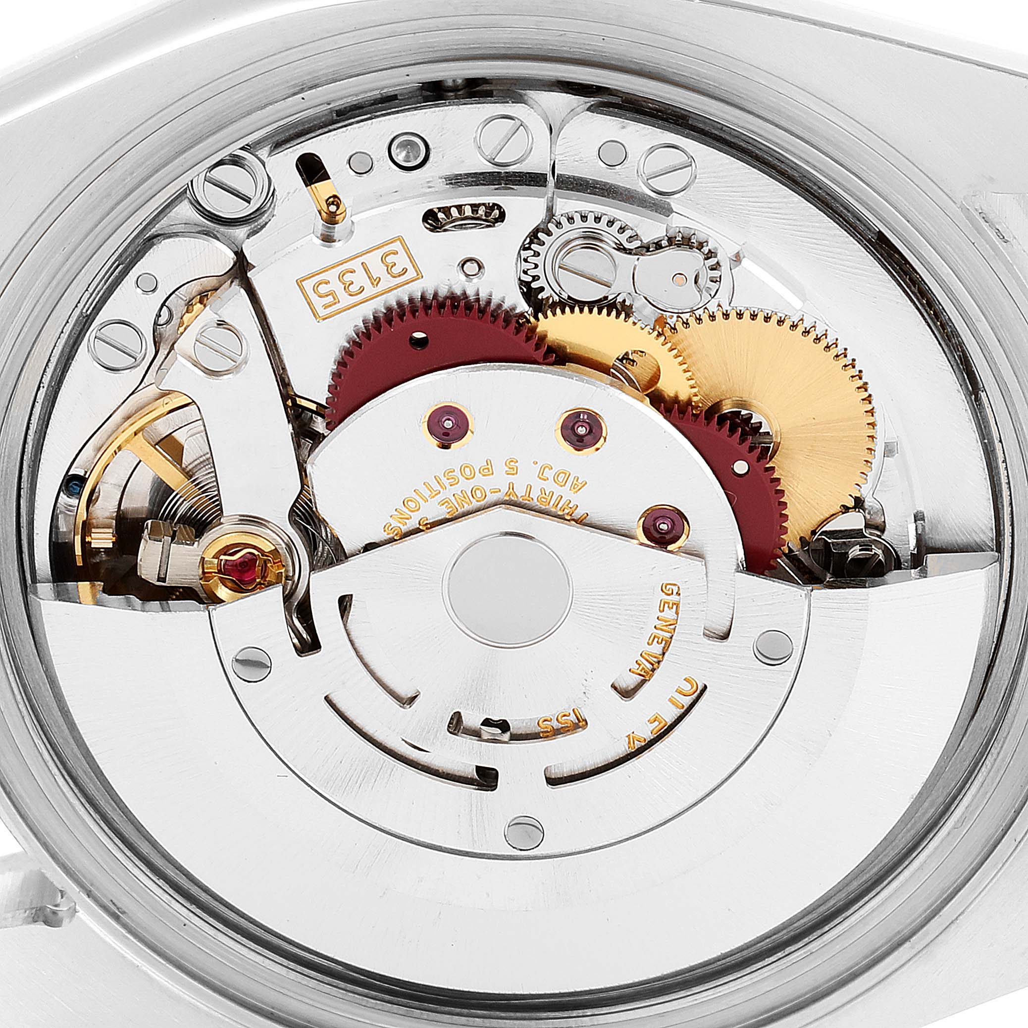 The image shows the internal mechanical movement of a Rolex Turn-o-Graph 116264 Men
s Stainless Steel White Dial 116264 Men
s Stainless Steel White Dial watch, viewed from the back.