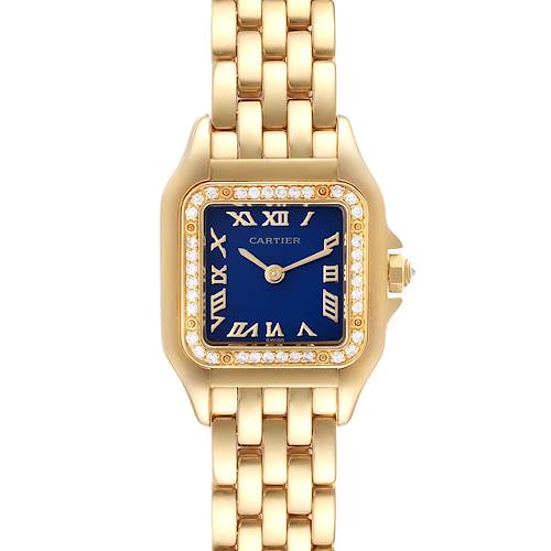 Photo of Cartier Panthere Small Yellow Gold Blue Dial Diamond Bezel Ladies Watch 8057915