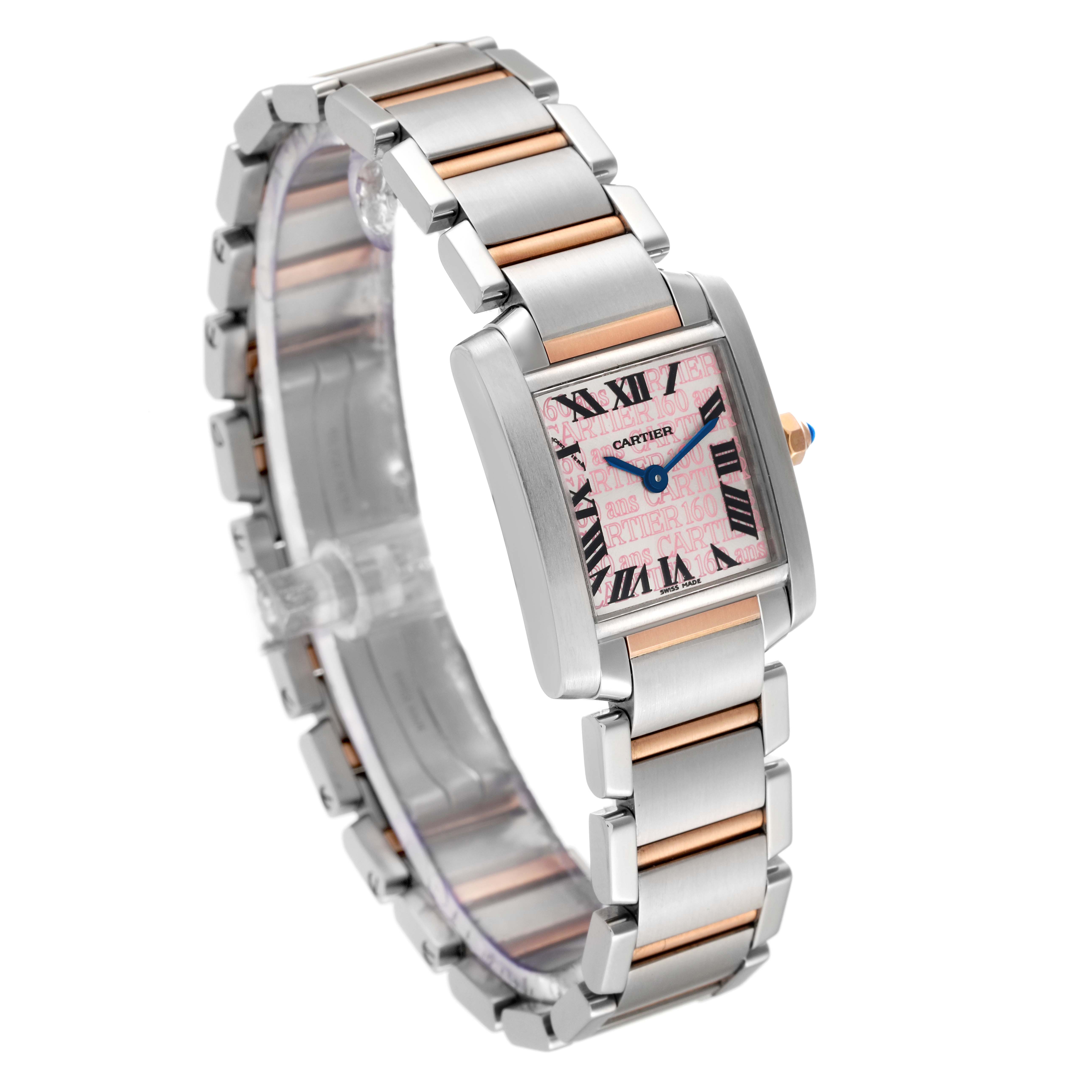 The watch shown is a Cartier Tank Francaise W51036Q4 Women's Steel and Gold (two tone) Silver Dial W51036Q4 Women's Steel and Gold (two tone) Silver Dial, displayed at a three-quarter angle, highlighting the face and part of the bracelet.