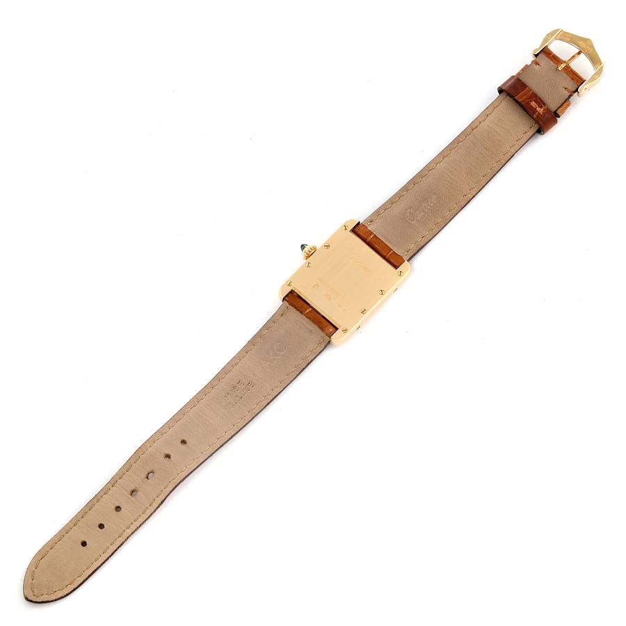 Cartier Tank Louis Small Yellow Gold Brown Strap Ladies Watch W1529856