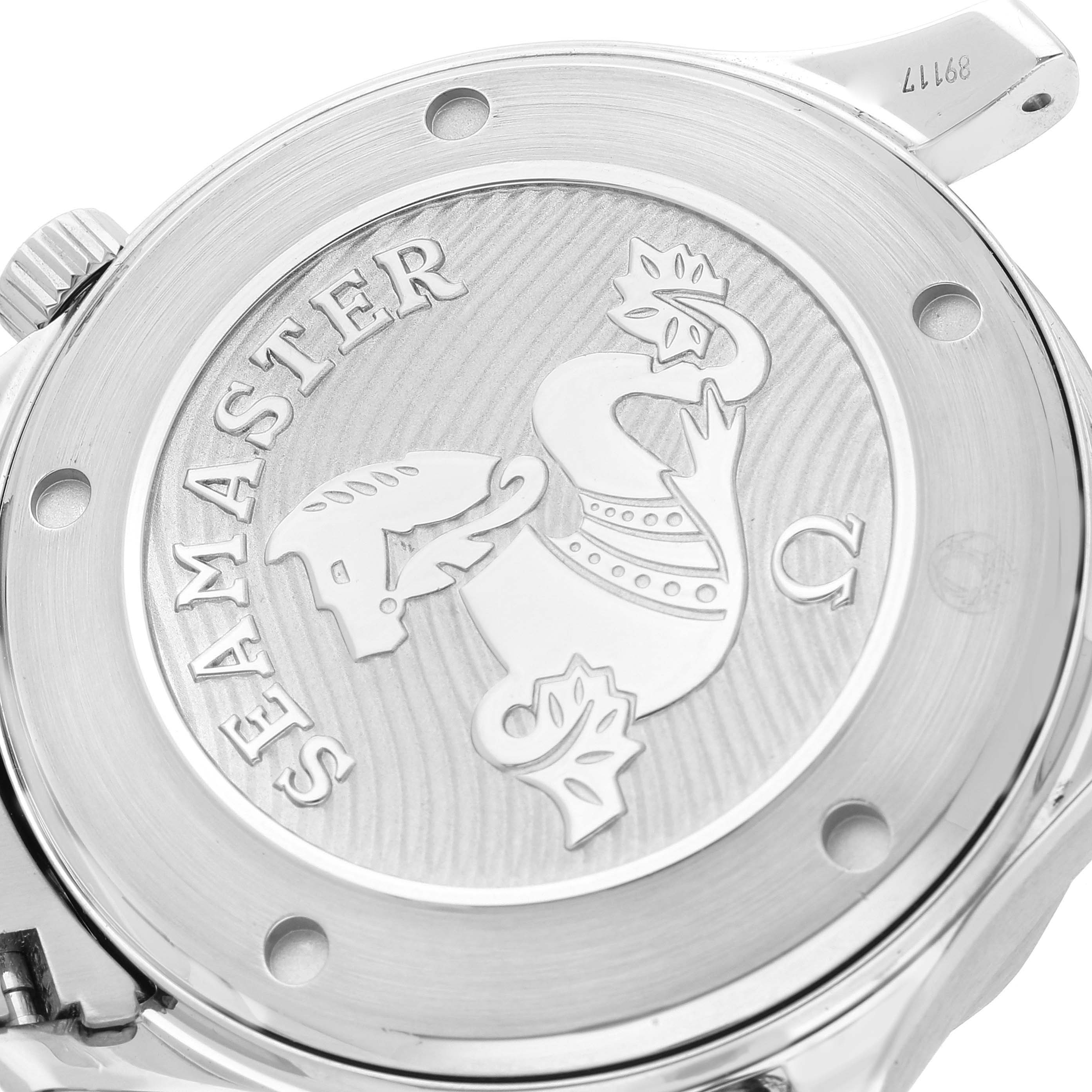 The image shows the case back of an Omega Seamaster 212.30.41.20.01.003 Men's Stainless Steel Black Dial 212.30.41.20.01.003 Men's Stainless Steel Black Dial watch, featuring the engraved logo and name.