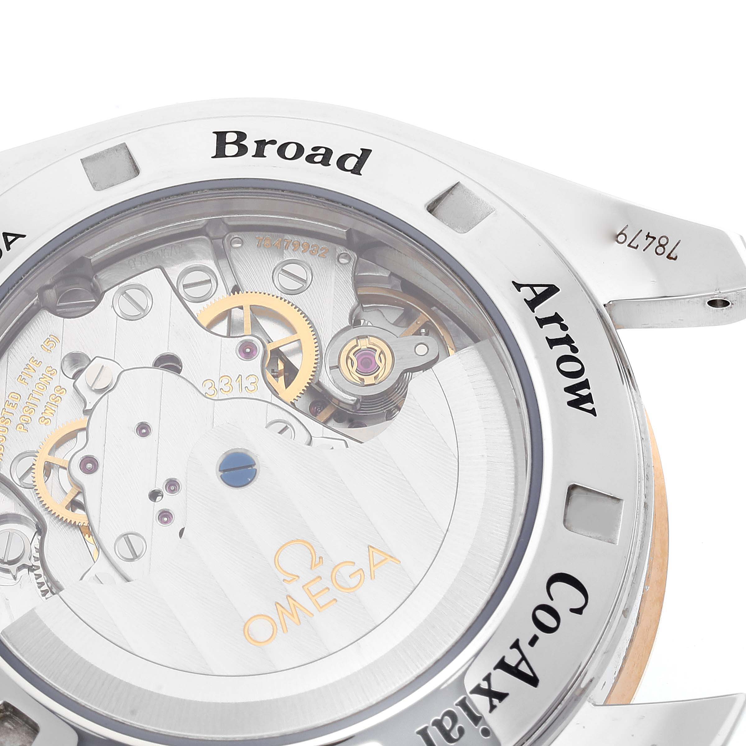 This image shows the caseback of an Omega Speedmaster 321.90.42.50.13.001 Men's Steel and Gold (two tone) Brown Dial 321.90.42.50.13.001 Men's Steel and Gold (two tone) Brown Dial, revealing its internal mechanical movement.