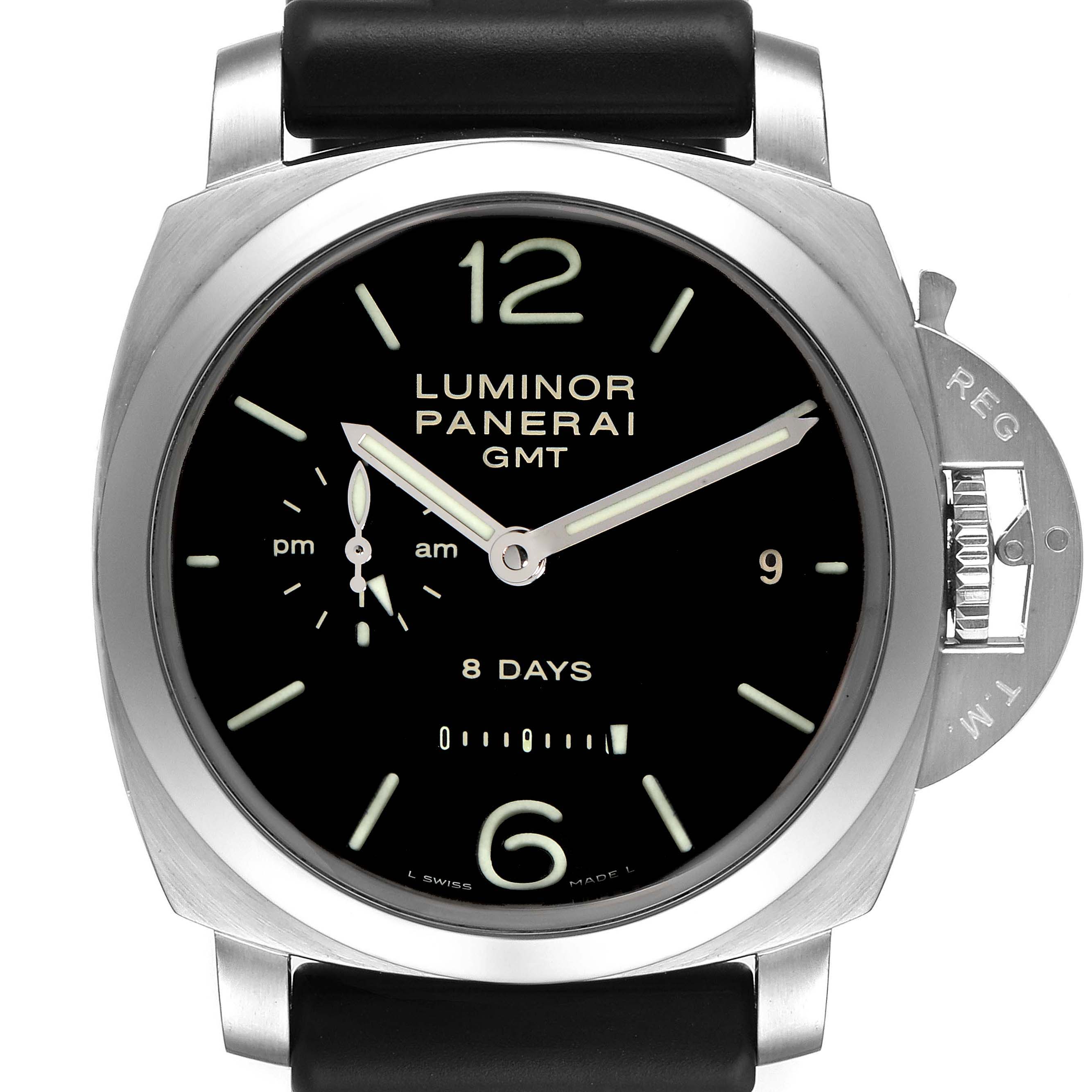 Panerai Luminor 1950 8 Days GMT 24H Steel Mens Watch PAM00233 Box ...