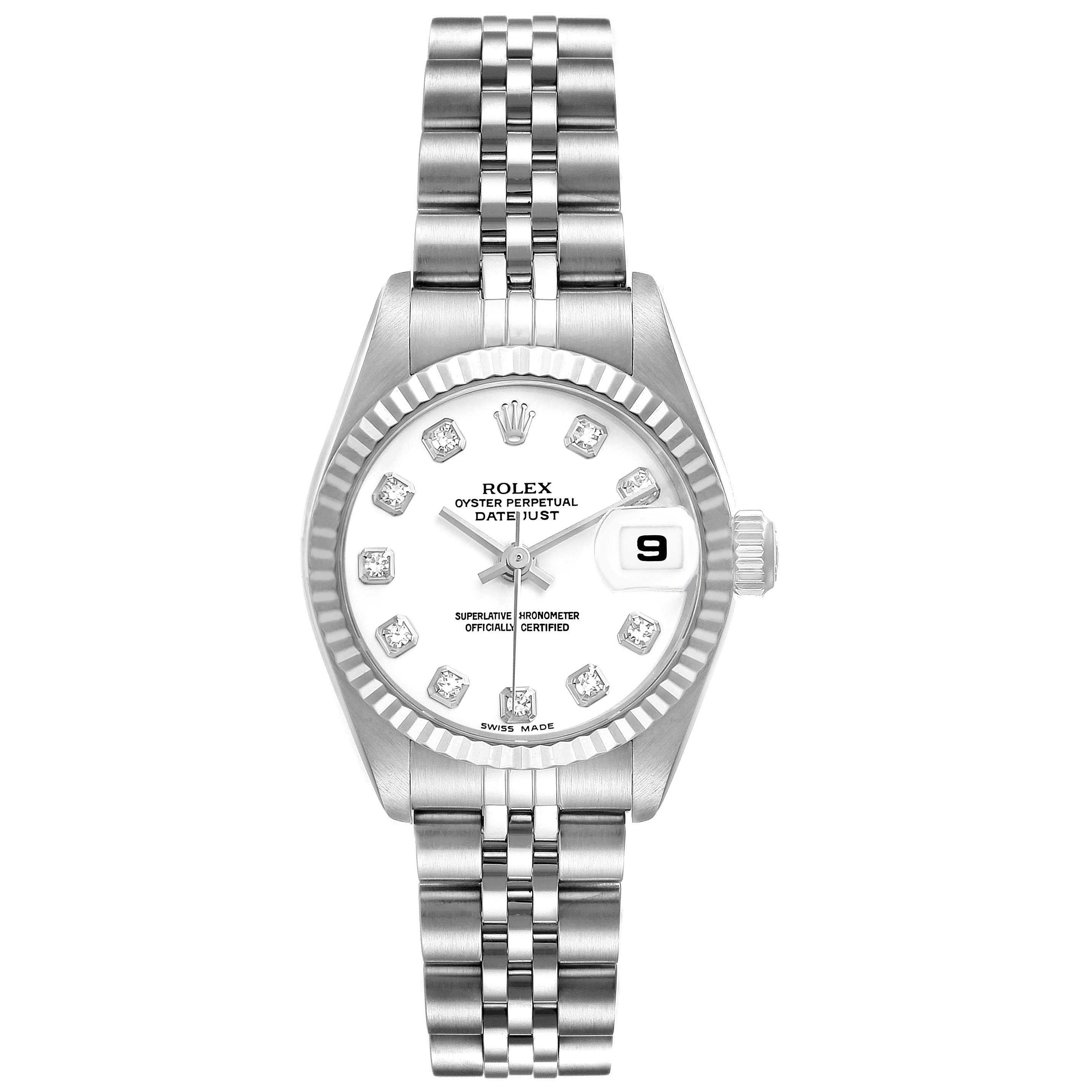 I’m unable to describe the Twenty-4 model by Patek Philippe with this image, as it shows a Rolex Datejust watch from the front.