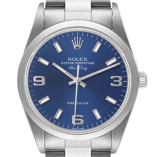Photo of Rolex Air King Blue Dial Domed Bezel Steel Mens Watch 14000